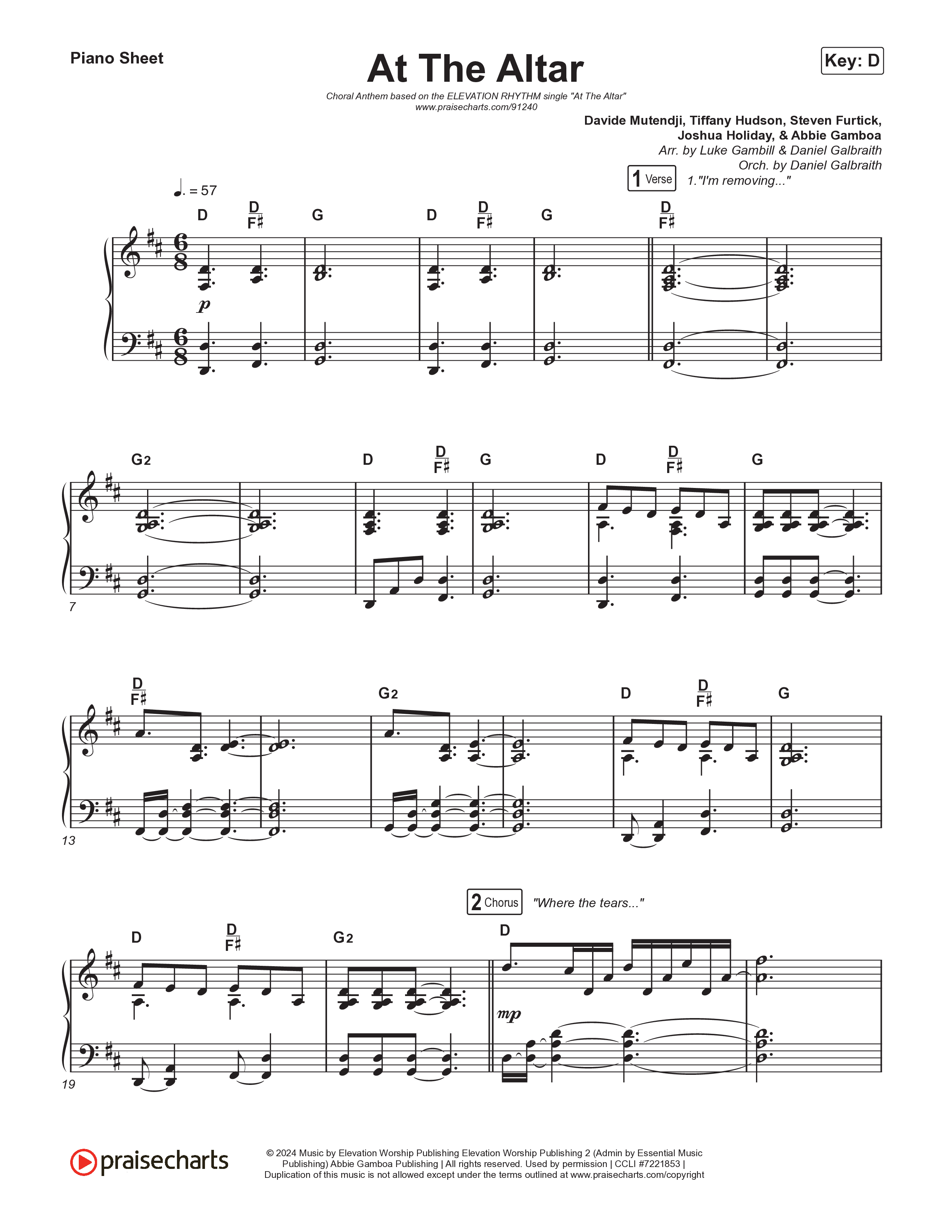 At The Altar (Choral Anthem SATB) Piano Sheet (ELEVATION RHYTHM / Abbie Gamboa / Tiffany Hudson / Arr. Luke Gambill)
