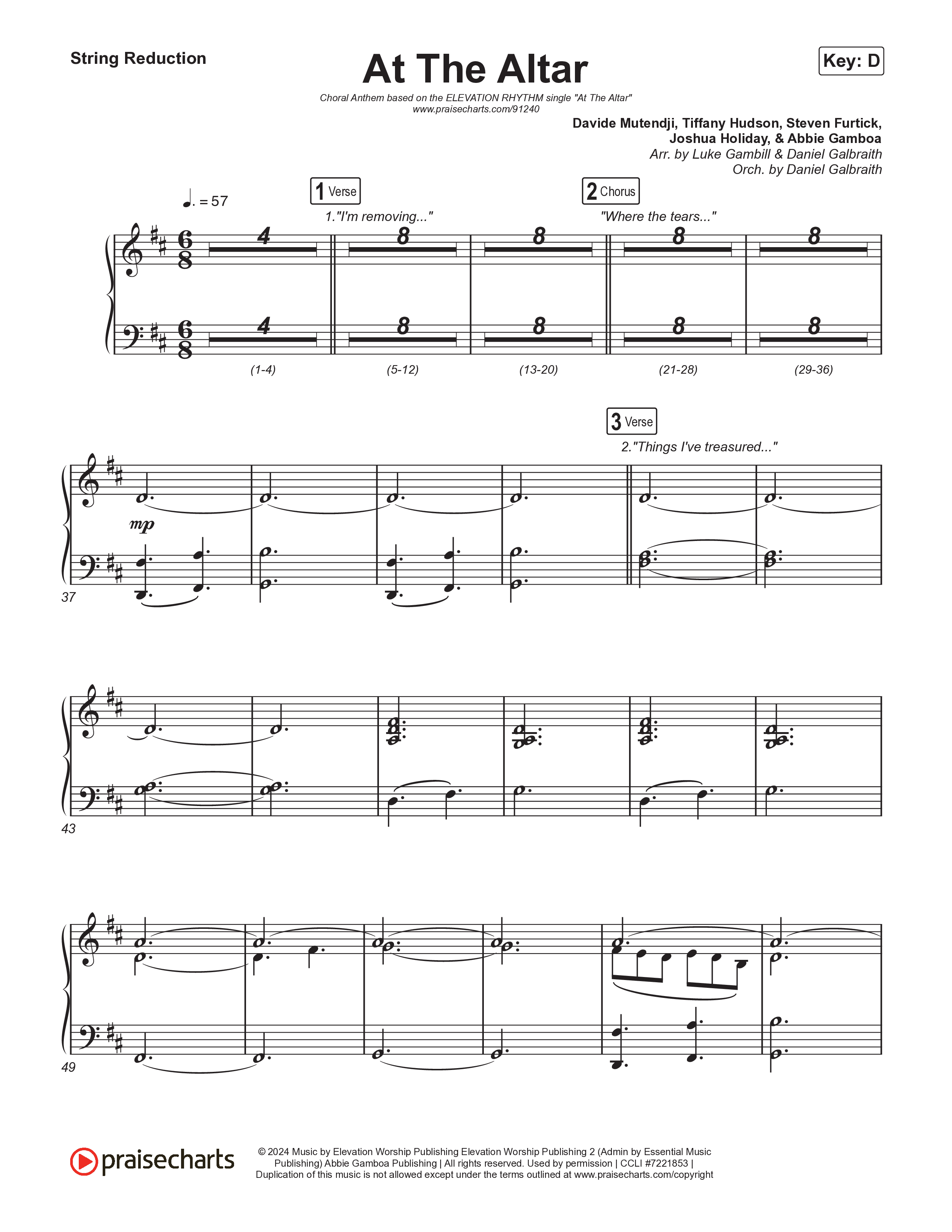 At The Altar (Choral Anthem SATB) String Reduction (ELEVATION RHYTHM / Abbie Gamboa / Tiffany Hudson / Arr. Luke Gambill)