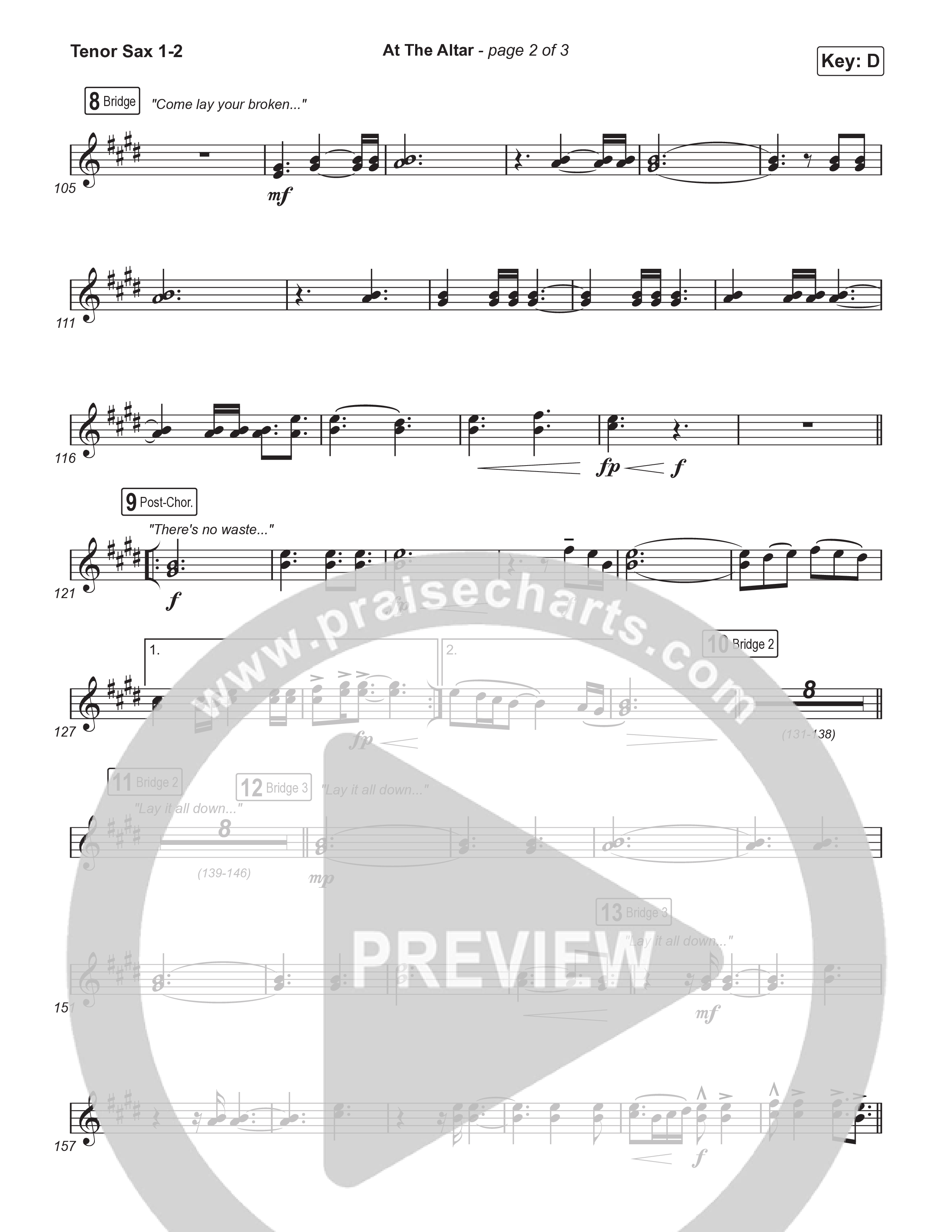 At The Altar (Choral Anthem SATB) Tenor Sax 1,2 (ELEVATION RHYTHM / Abbie Gamboa / Tiffany Hudson / Arr. Luke Gambill)