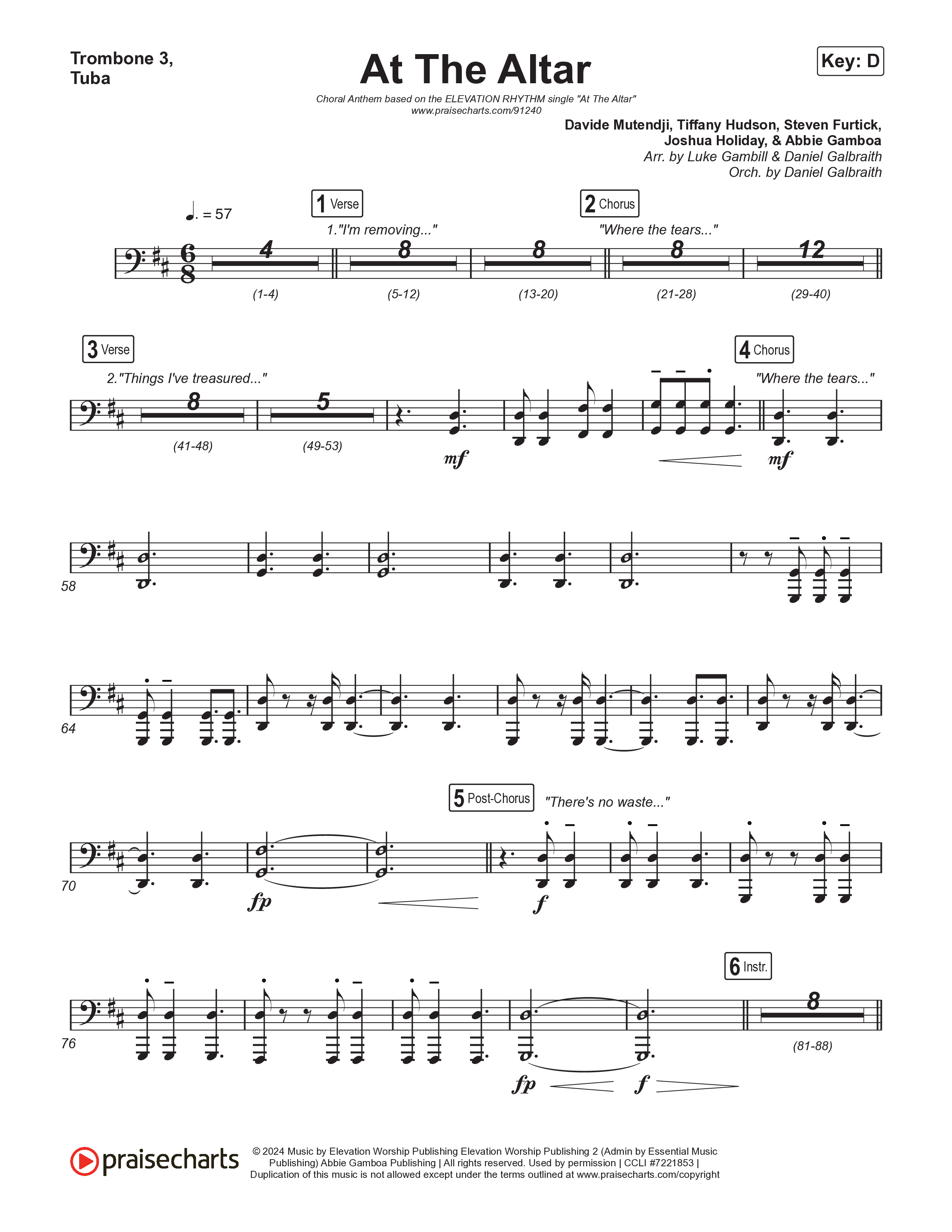 At The Altar (Choral Anthem SATB) Trombone 3/Tuba (ELEVATION RHYTHM / Abbie Gamboa / Tiffany Hudson / Arr. Luke Gambill)