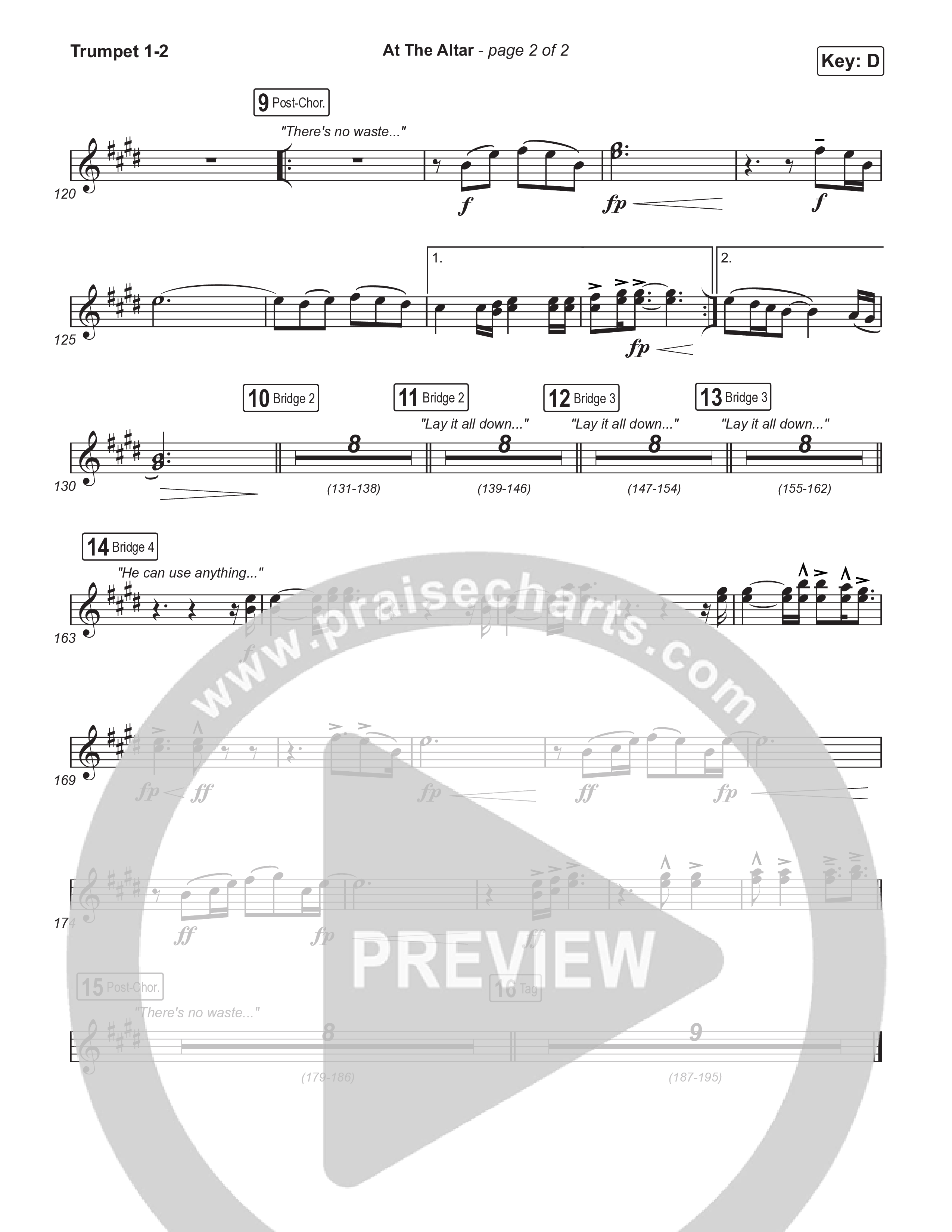 At The Altar (Choral Anthem SATB) Trumpet 1,2 (ELEVATION RHYTHM / Abbie Gamboa / Tiffany Hudson / Arr. Luke Gambill)