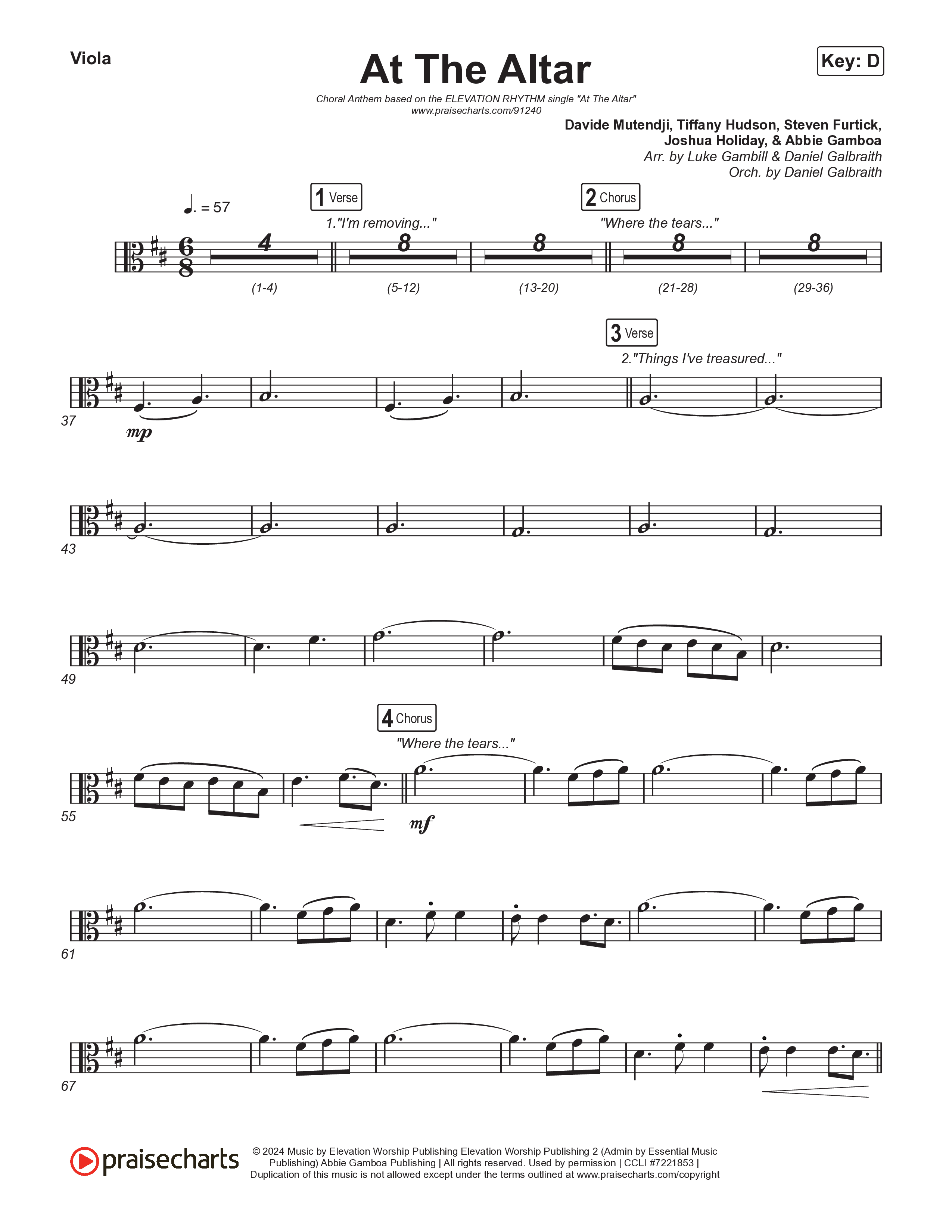 At The Altar (Choral Anthem SATB) Viola (ELEVATION RHYTHM / Abbie Gamboa / Tiffany Hudson / Arr. Luke Gambill)