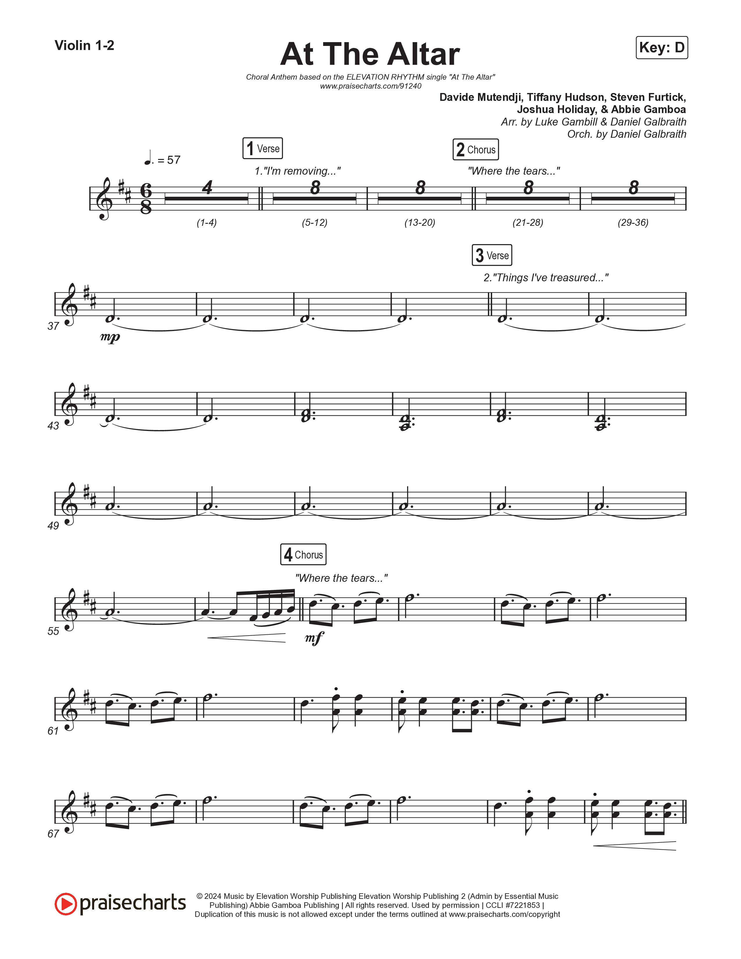 At The Altar (Choral Anthem SATB) String Pack (ELEVATION RHYTHM / Abbie Gamboa / Tiffany Hudson / Arr. Luke Gambill)