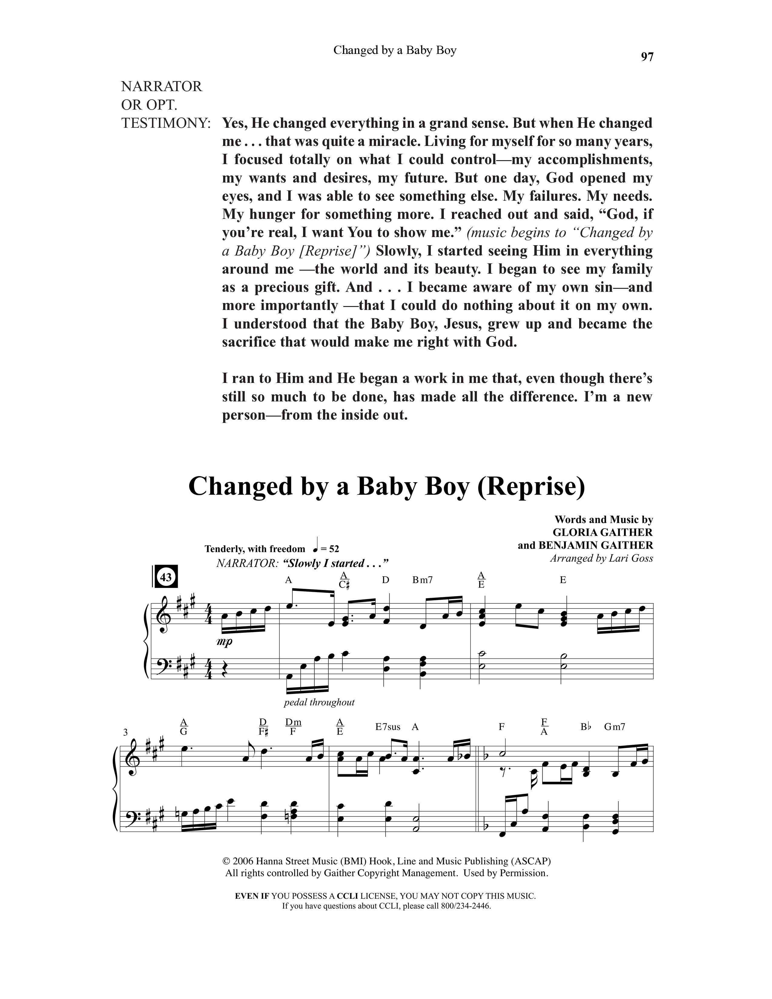 Changed By A Baby Boy (12 Song Choral Collection) Song 10 (Piano SATB) (Word Music Choral / Arr. Lari Goss)