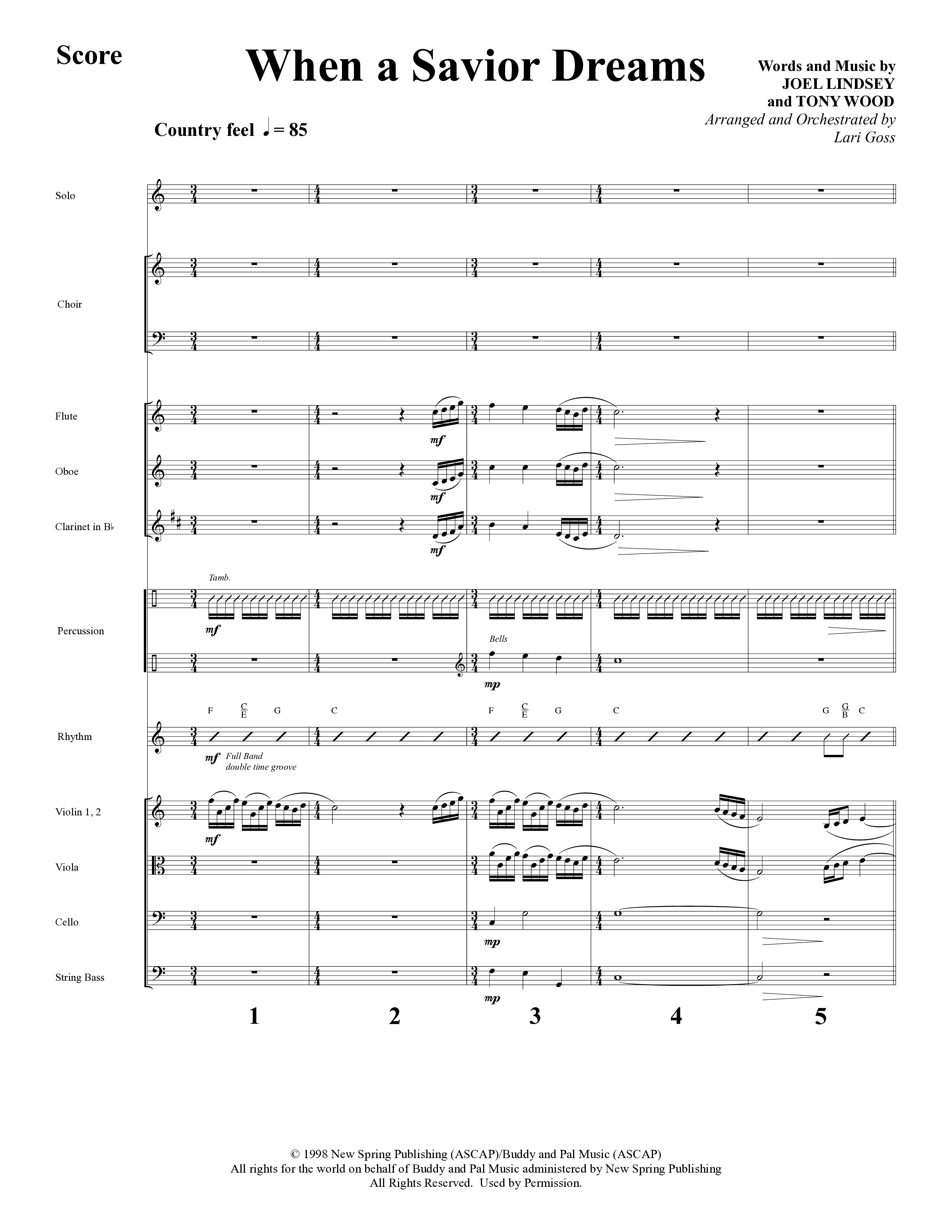 Changed By A Baby Boy (12 Song Choral Collection) Song 4 (Orchestration) (Word Music Choral / Arr. Lari Goss)
