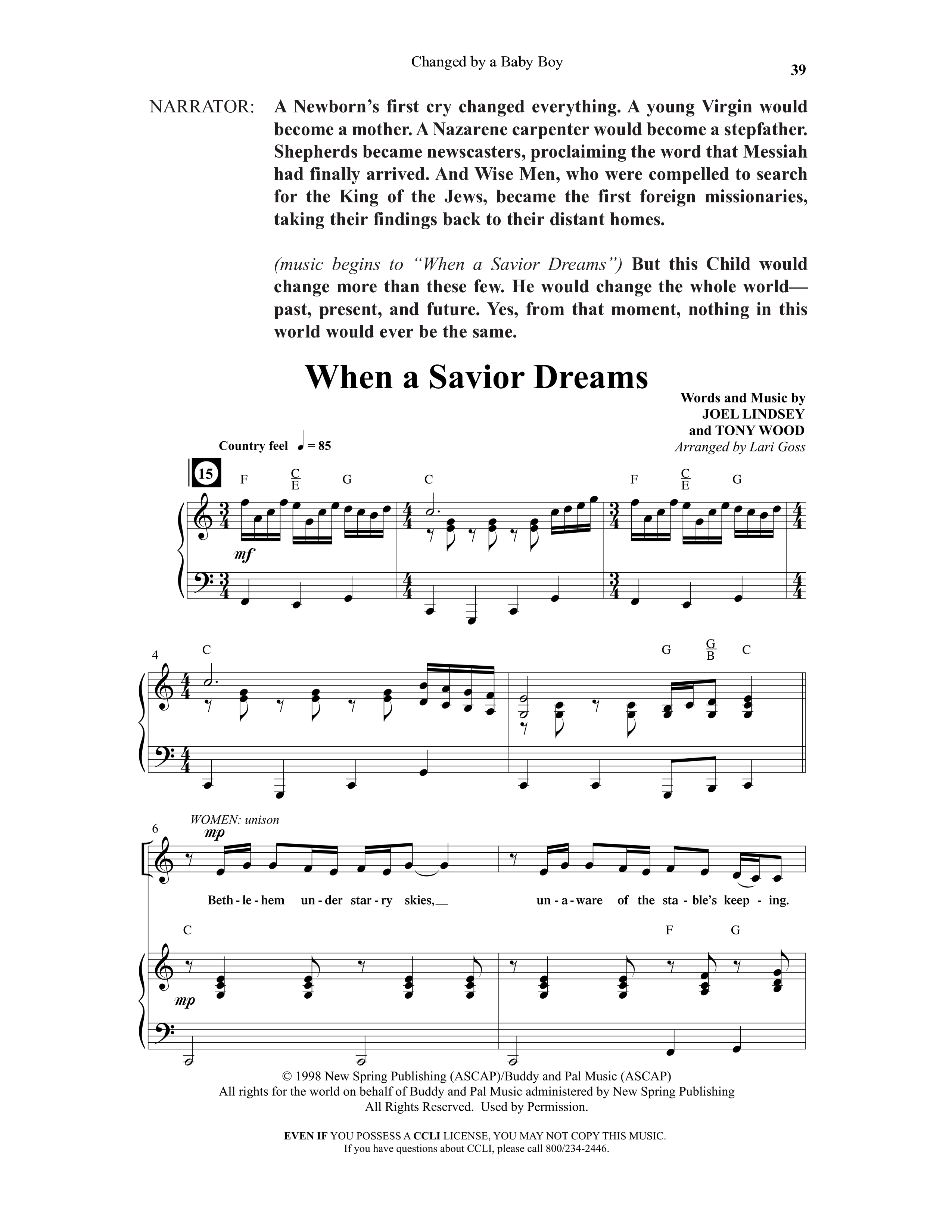 Changed By A Baby Boy (12 Song Choral Collection) Song 4 (Piano SATB) (Word Music Choral / Arr. Lari Goss)