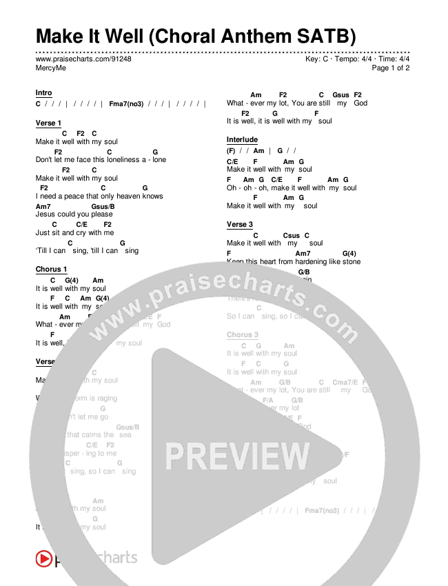 Make It Well (Choral Anthem SATB) Chords & Lyrics (MercyMe / Arr. Luke Gambill)