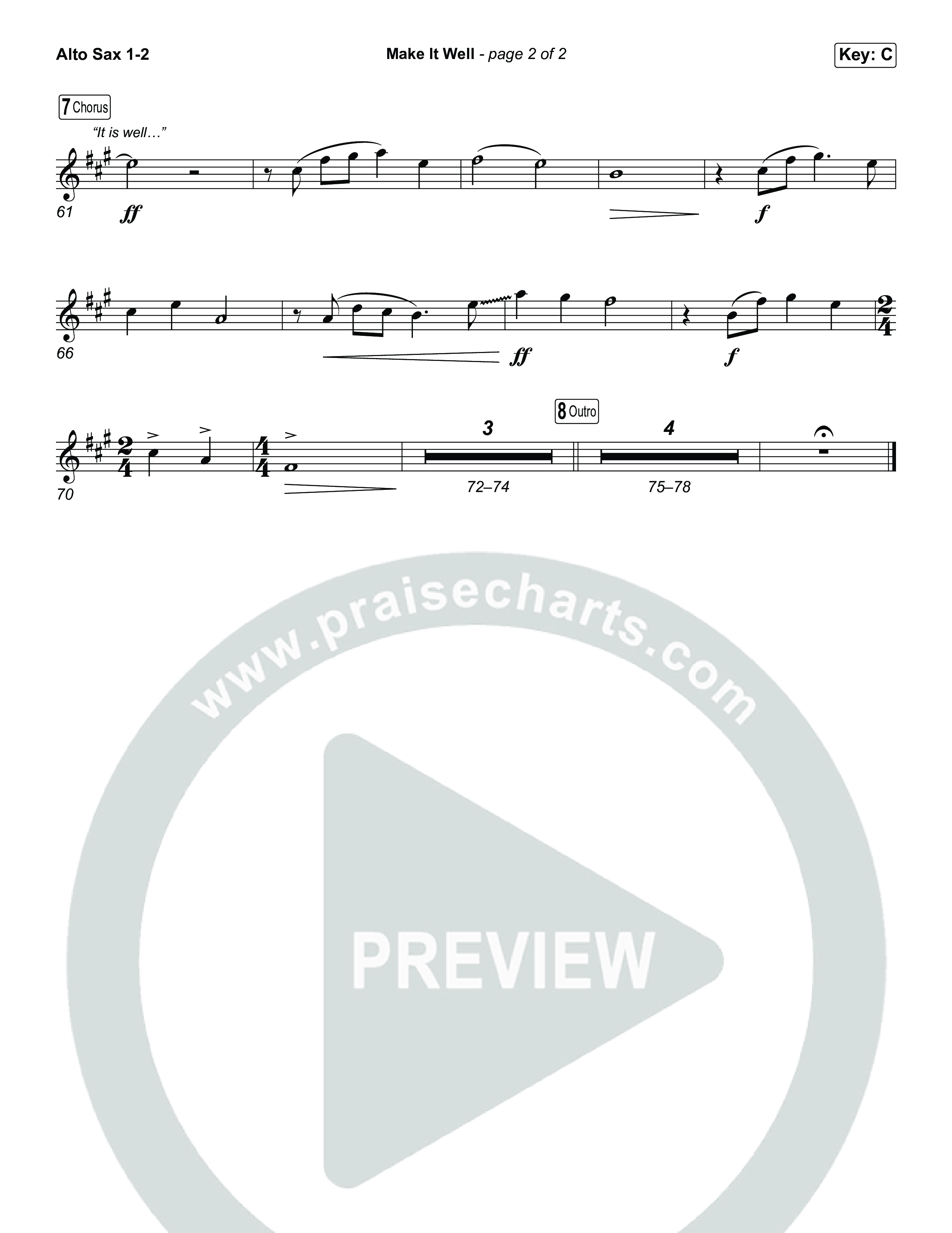 Make It Well (Choral Anthem SATB) Alto Sax 1,2 (MercyMe / Arr. Luke Gambill)