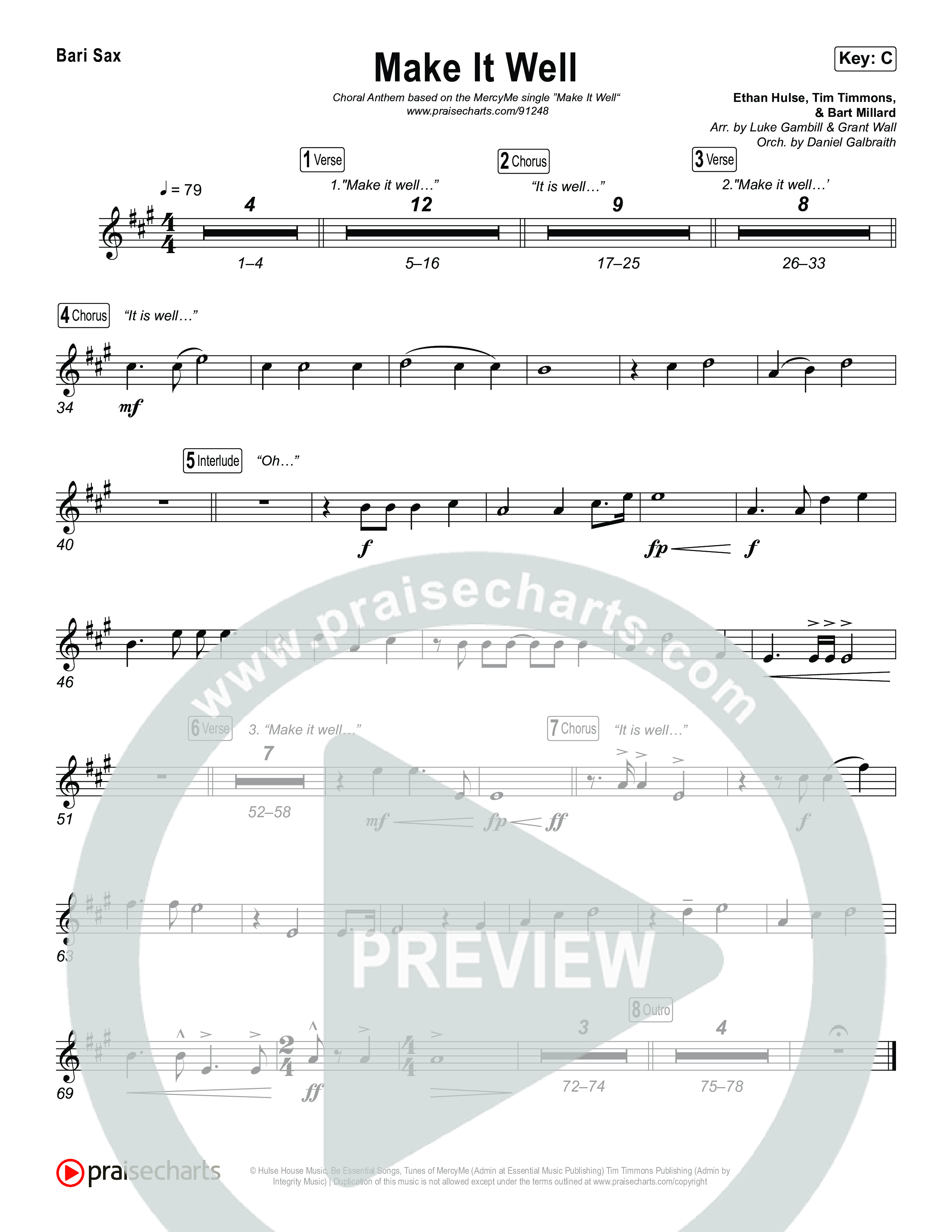 Make It Well (Choral Anthem SATB) Bari Sax (MercyMe / Arr. Luke Gambill)