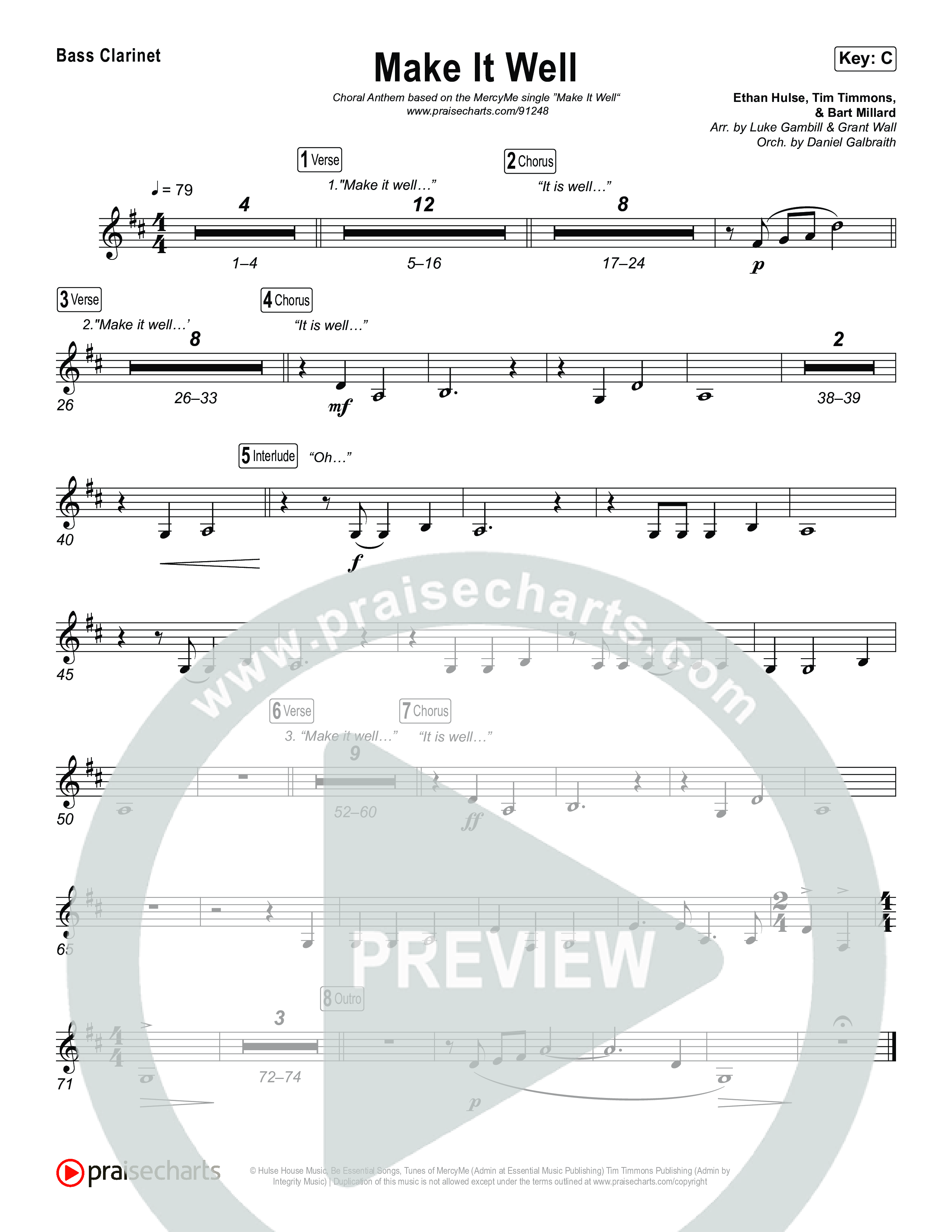 Make It Well (Choral Anthem SATB) Bass Clarinet (MercyMe / Arr. Luke Gambill)