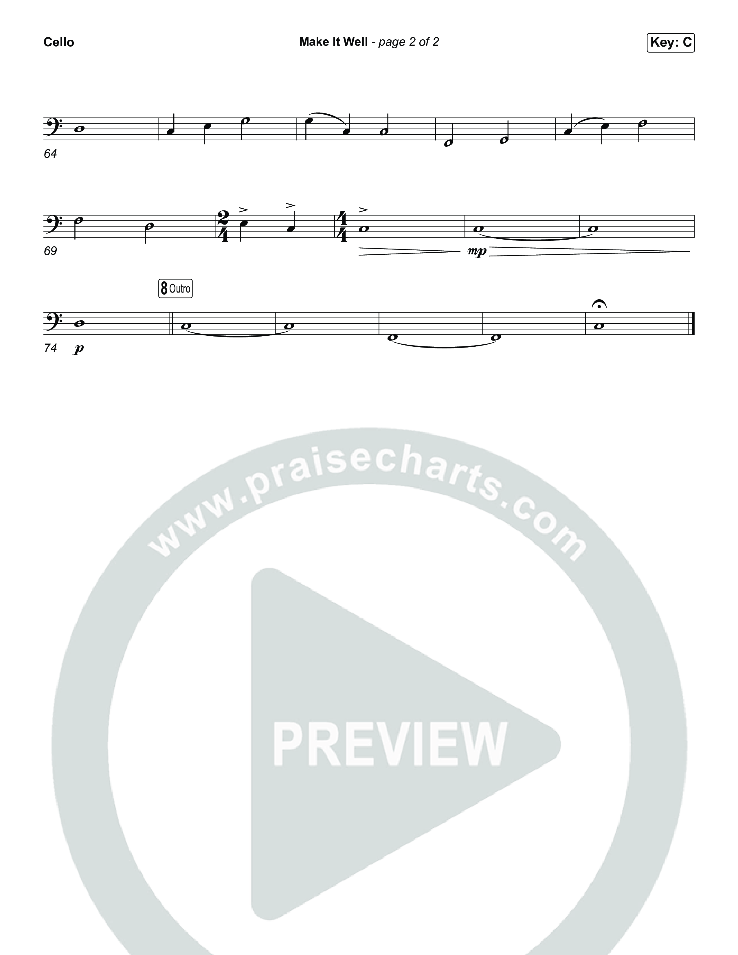 Make It Well (Choral Anthem SATB) Cello (MercyMe / Arr. Luke Gambill)