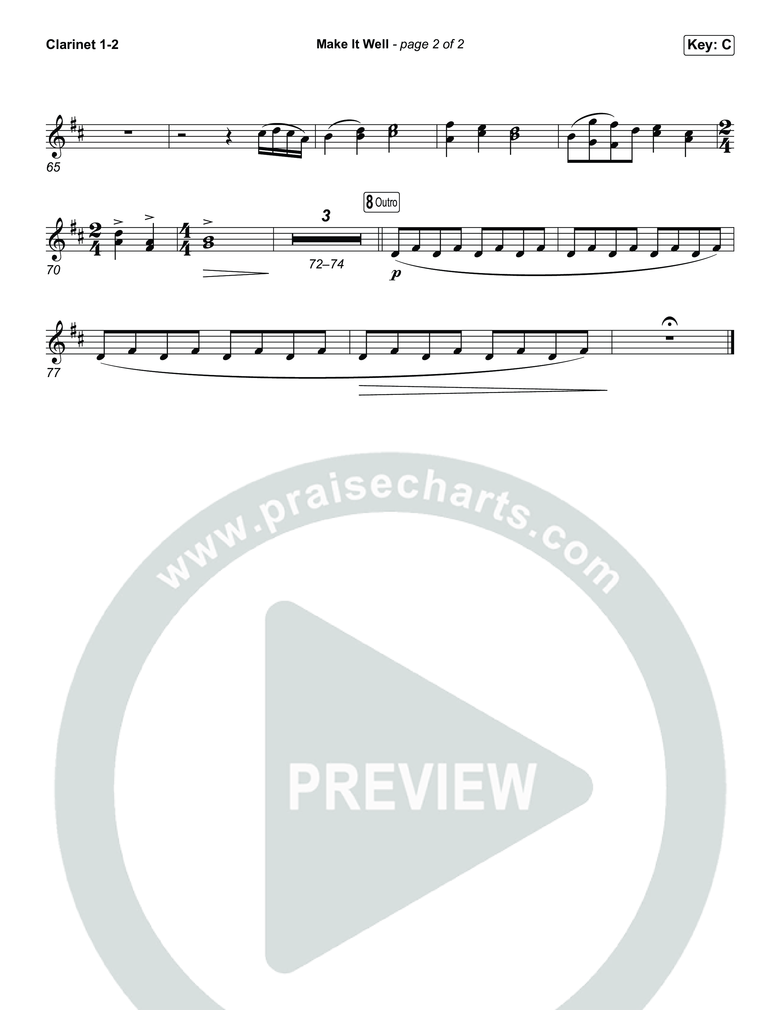 Make It Well (Choral Anthem SATB) Clarinet 1,2 (MercyMe / Arr. Luke Gambill)