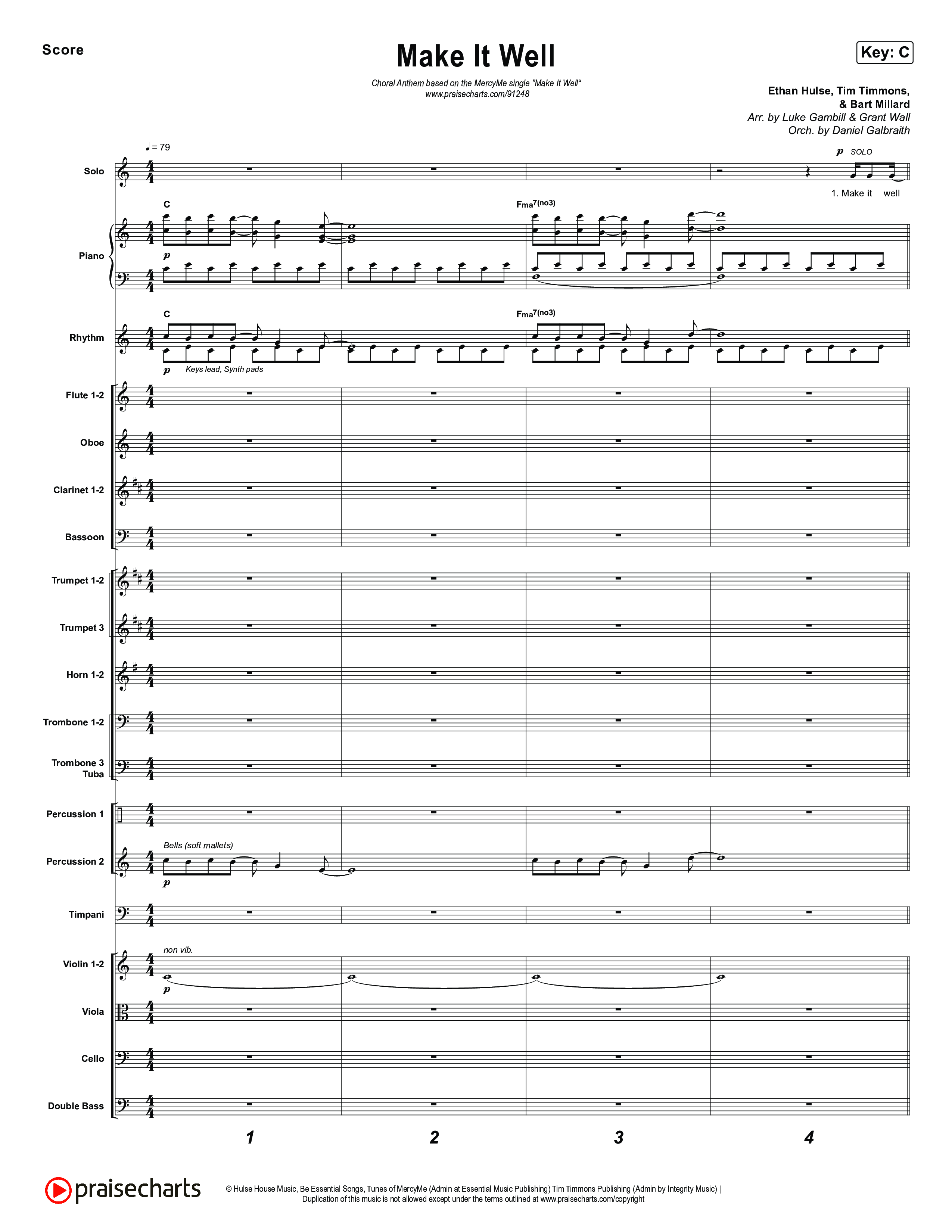 Make It Well (Choral Anthem SATB) Conductor's Score (MercyMe / Arr. Luke Gambill)
