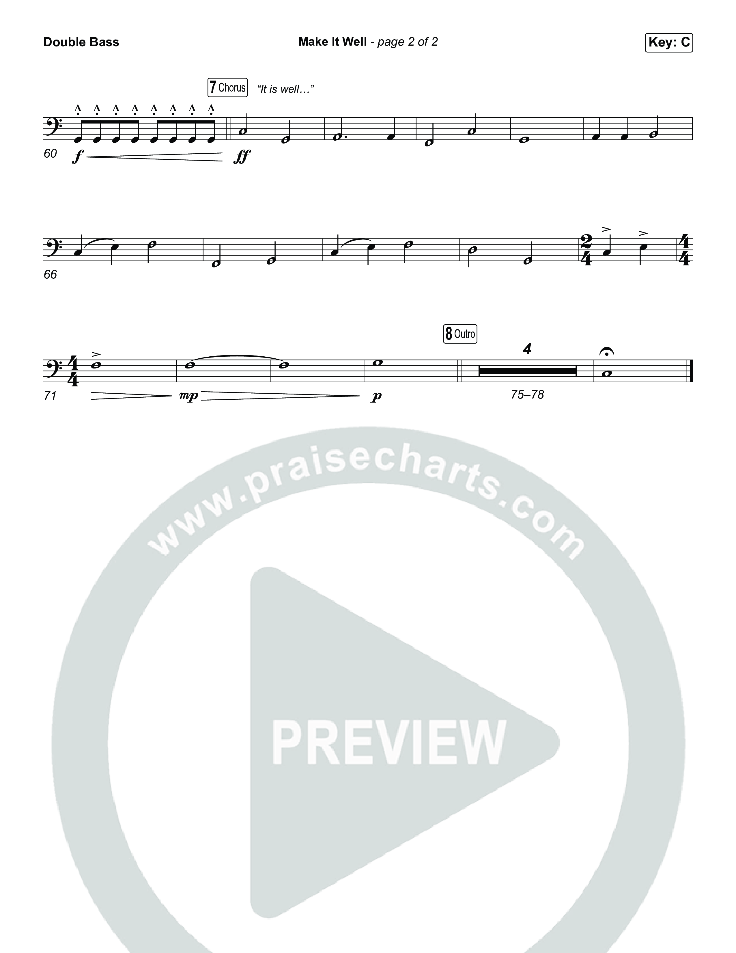 Make It Well (Choral Anthem SATB) String Bass (MercyMe / Arr. Luke Gambill)