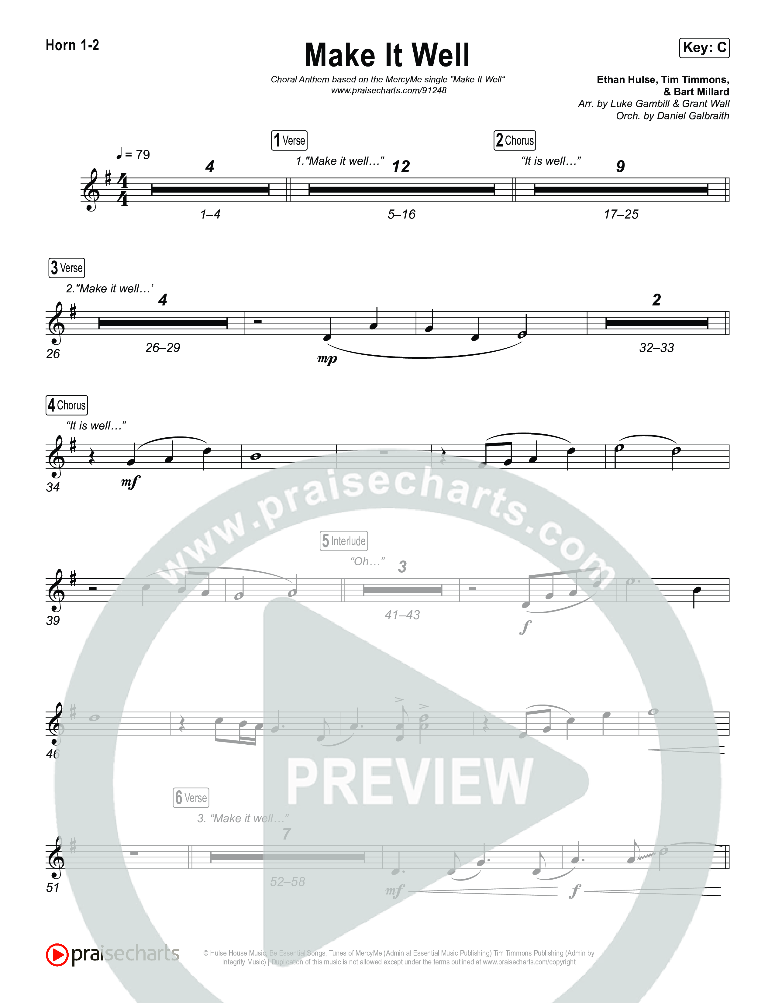 Make It Well (Choral Anthem SATB) Brass Pack (MercyMe / Arr. Luke Gambill)