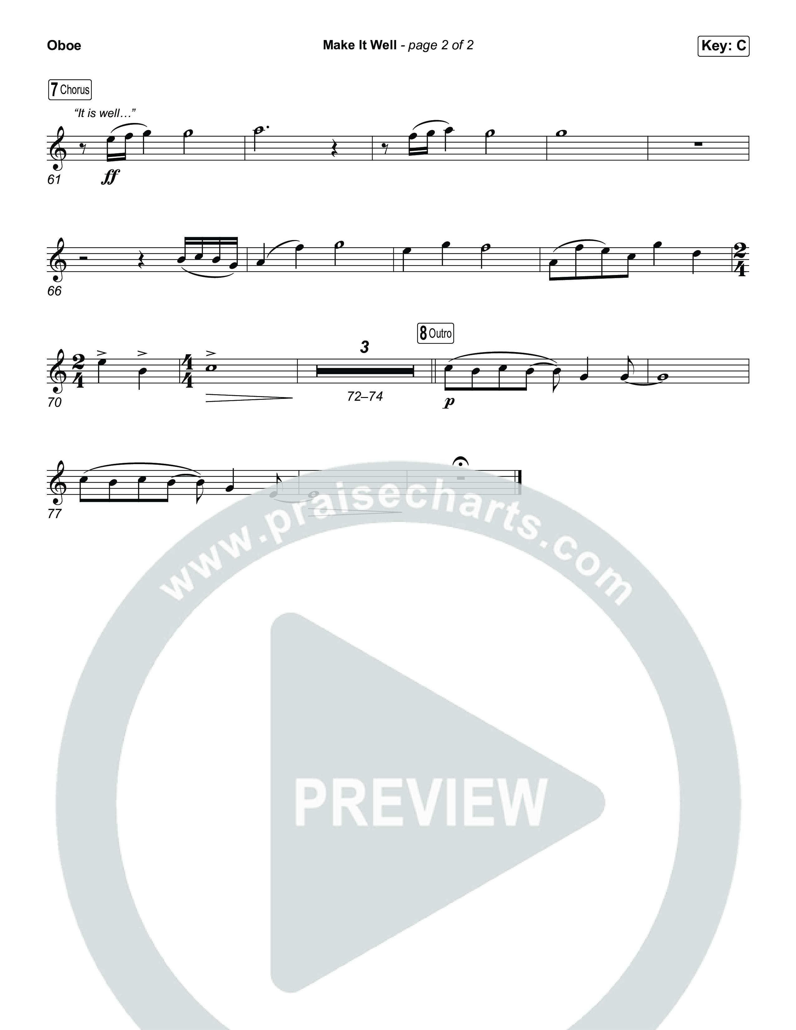 Make It Well (Choral Anthem SATB) Oboe (MercyMe / Arr. Luke Gambill)
