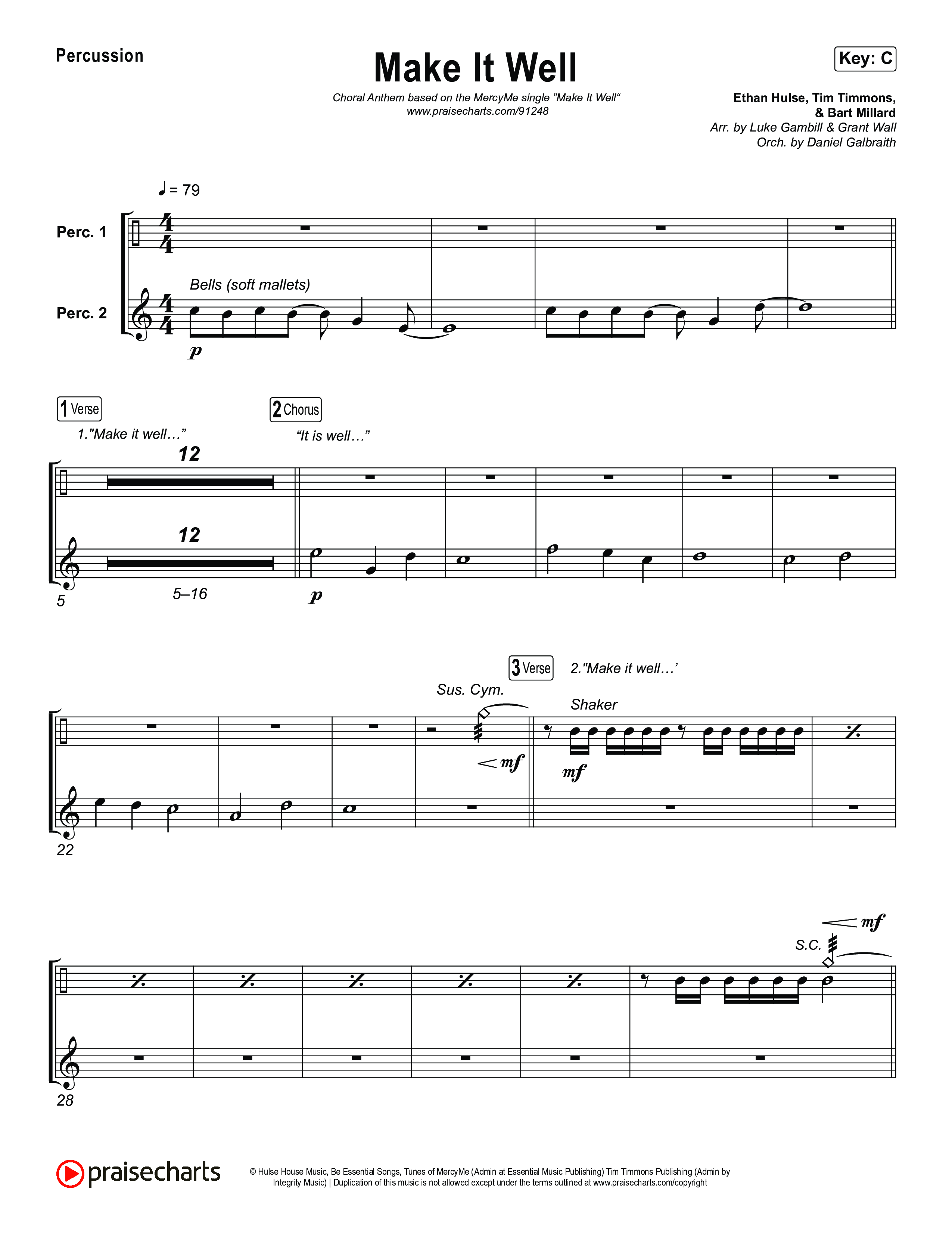 Make It Well (Choral Anthem SATB) Percussion (MercyMe / Arr. Luke Gambill)