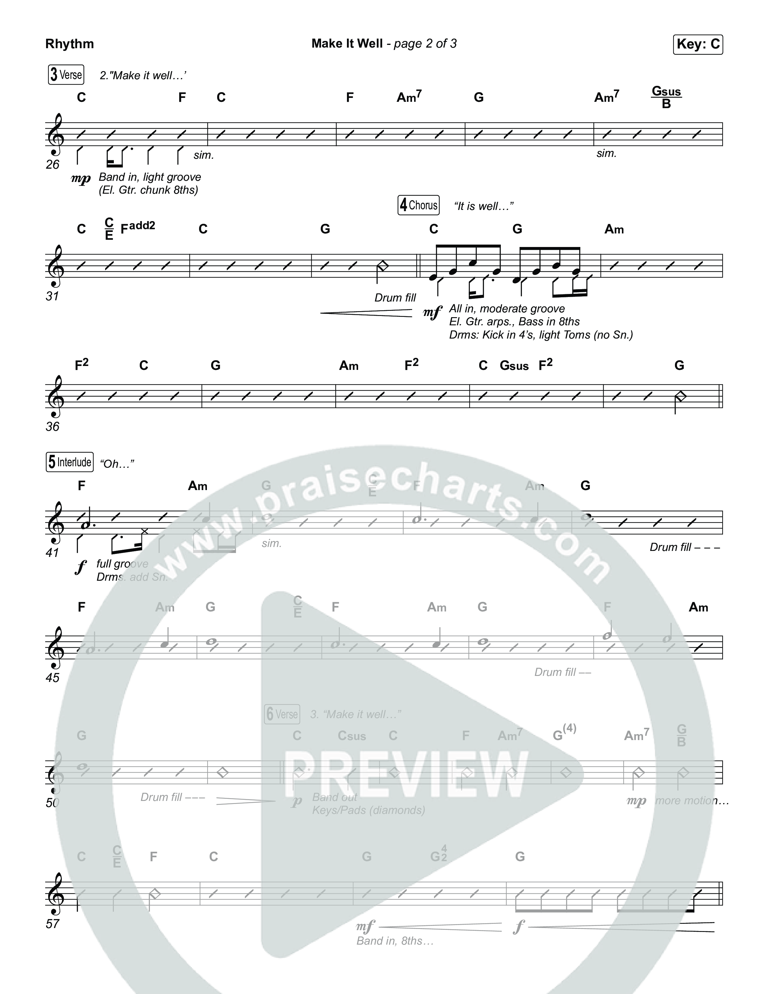 Make It Well (Choral Anthem SATB) Rhythm Chart (MercyMe / Arr. Luke Gambill)
