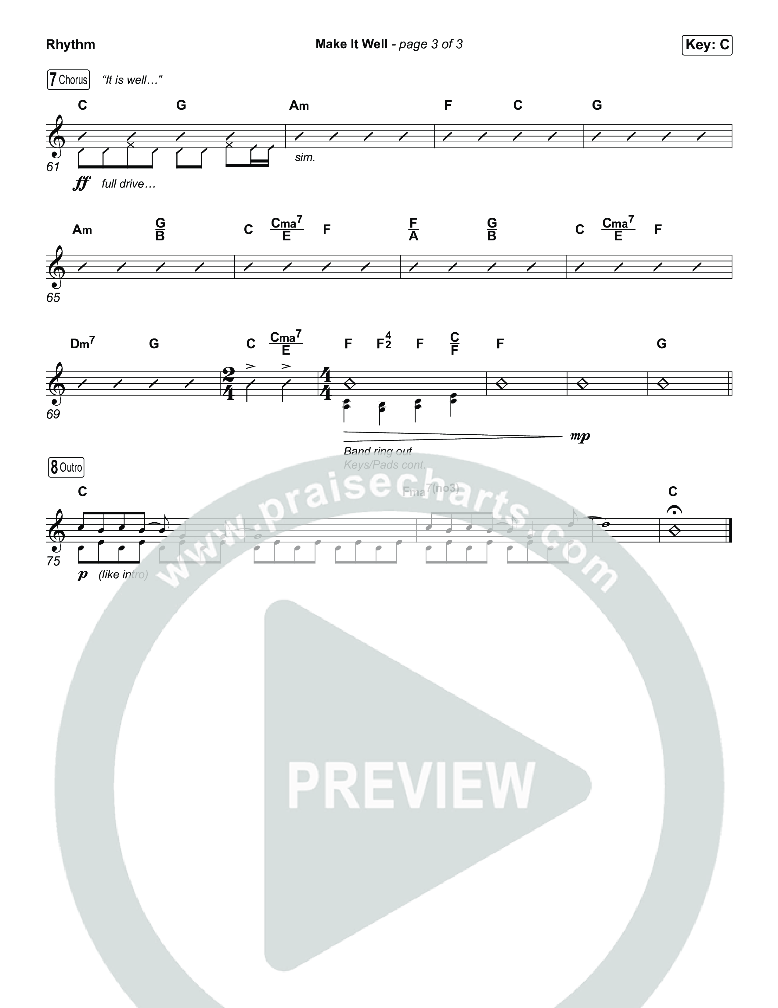 Make It Well (Choral Anthem SATB) Rhythm Chart (MercyMe / Arr. Luke Gambill)