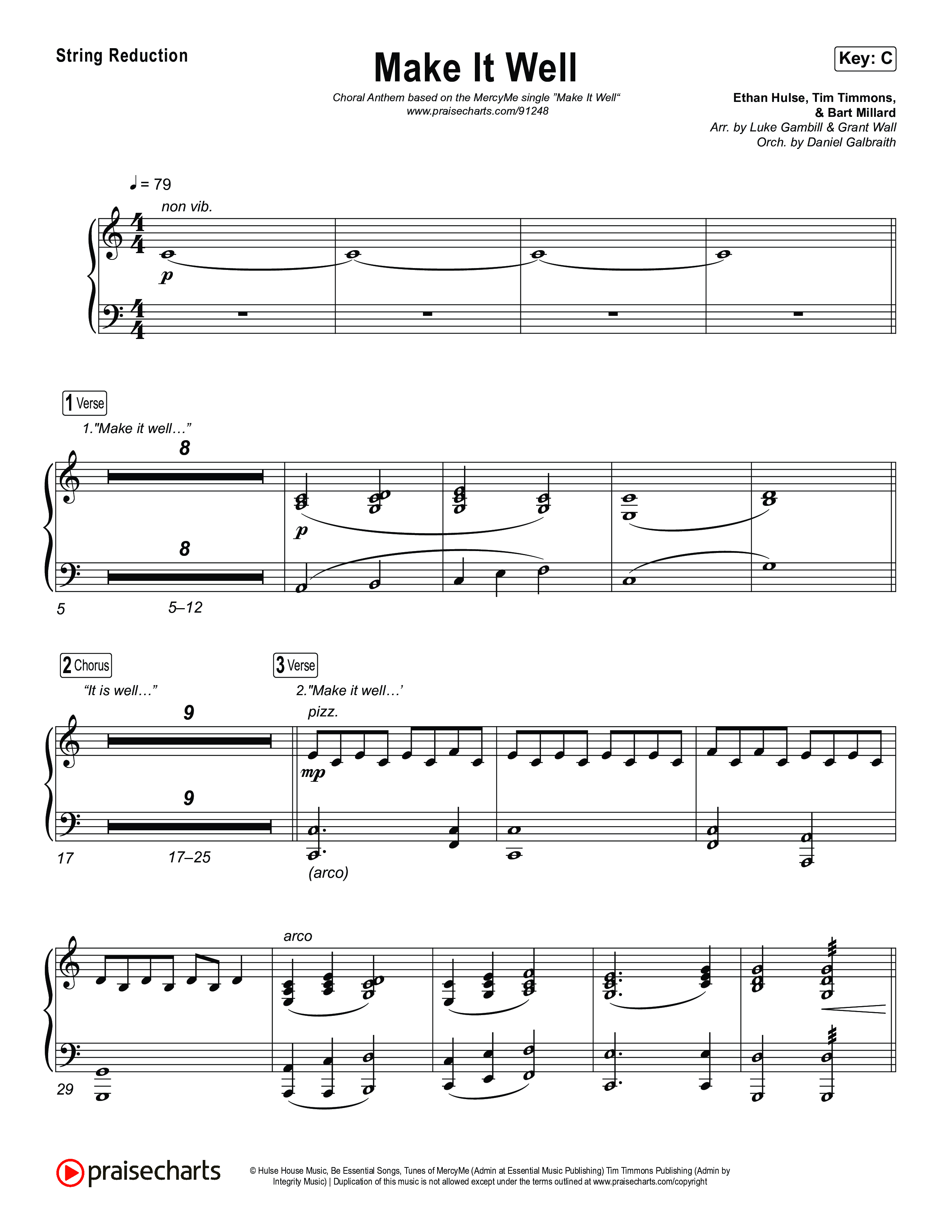 Make It Well (Choral Anthem SATB) String Reduction (MercyMe / Arr. Luke Gambill)