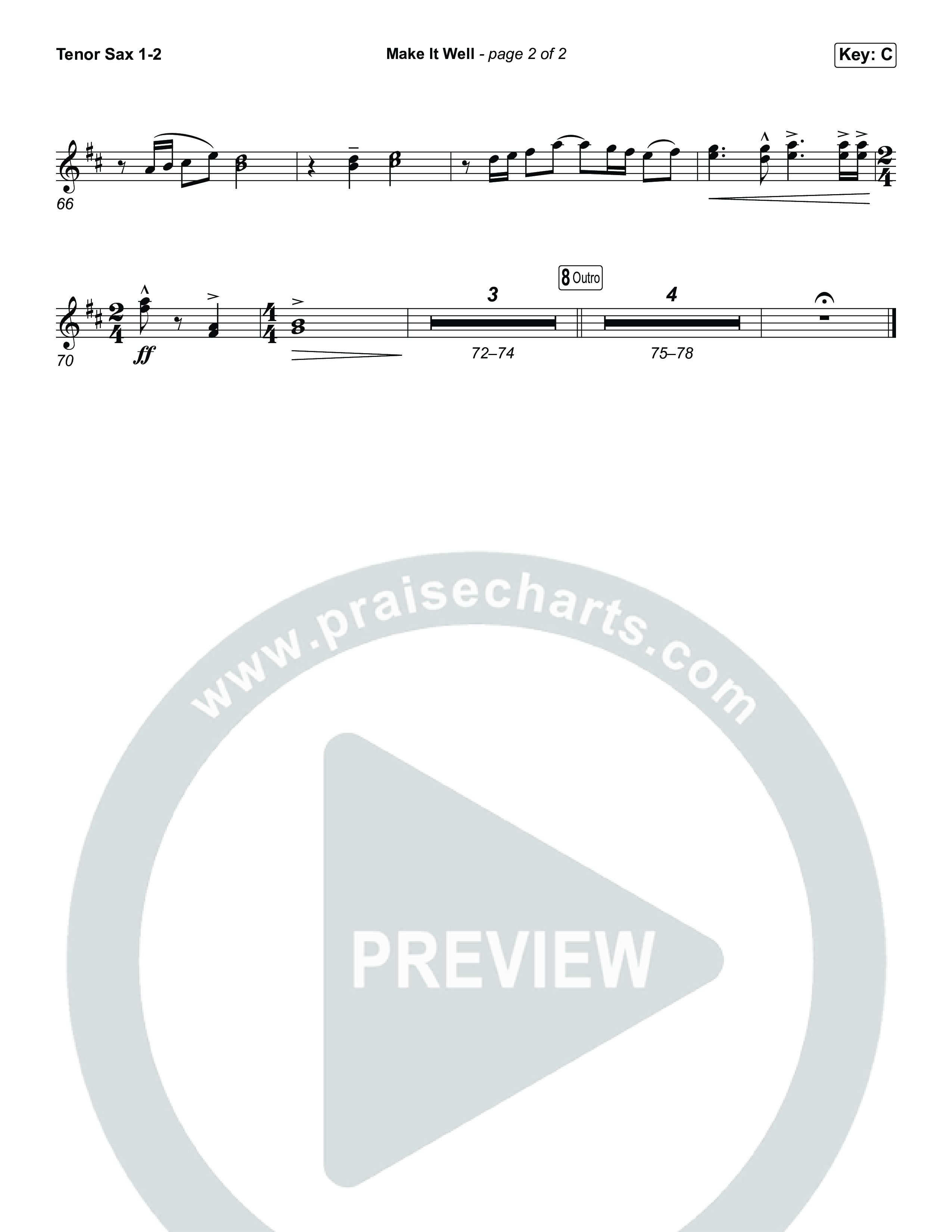Make It Well (Choral Anthem SATB) Tenor Sax 1,2 (MercyMe / Arr. Luke Gambill)