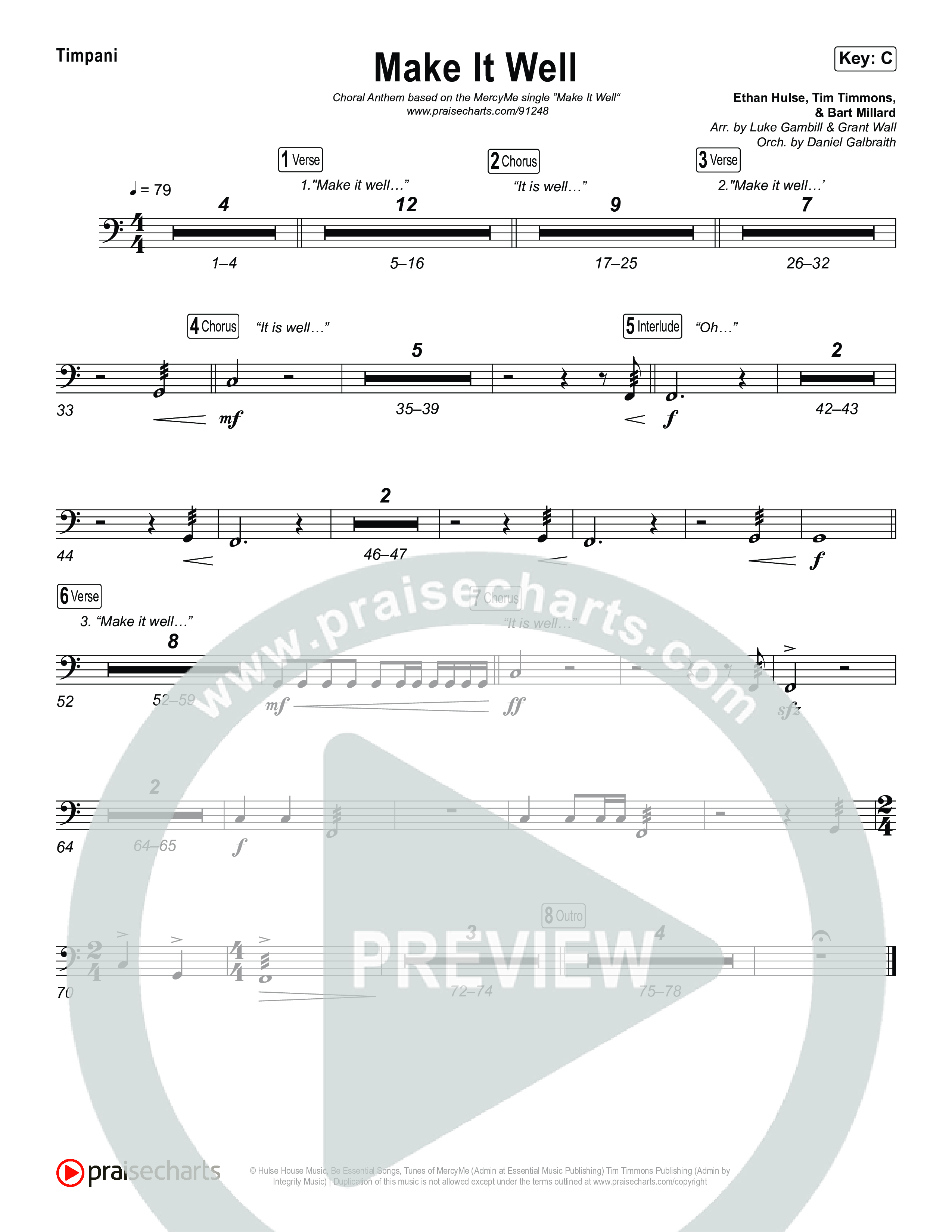 Make It Well (Choral Anthem SATB) Timpani (MercyMe / Arr. Luke Gambill)