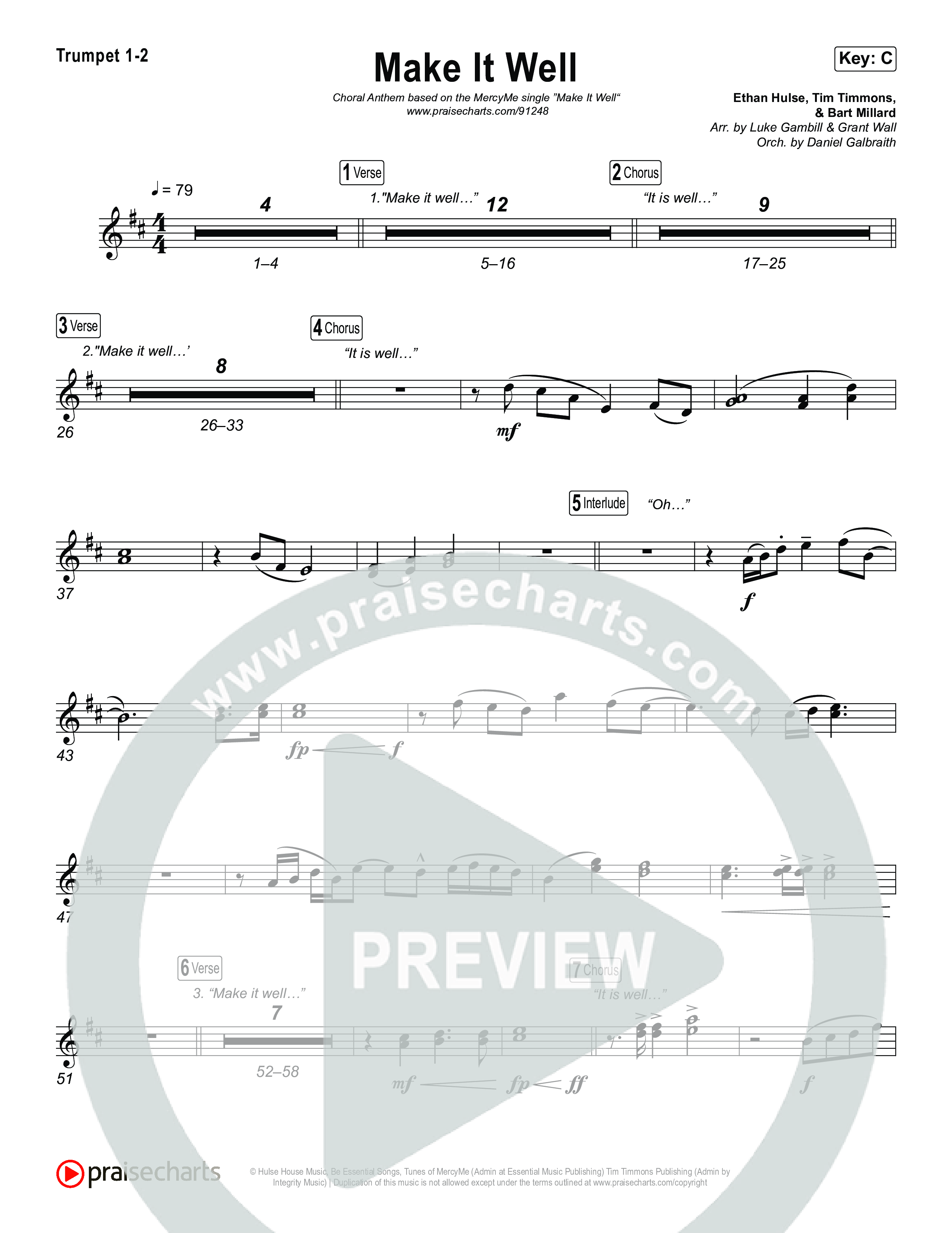 Make It Well (Choral Anthem SATB) Brass Pack (MercyMe / Arr. Luke Gambill)