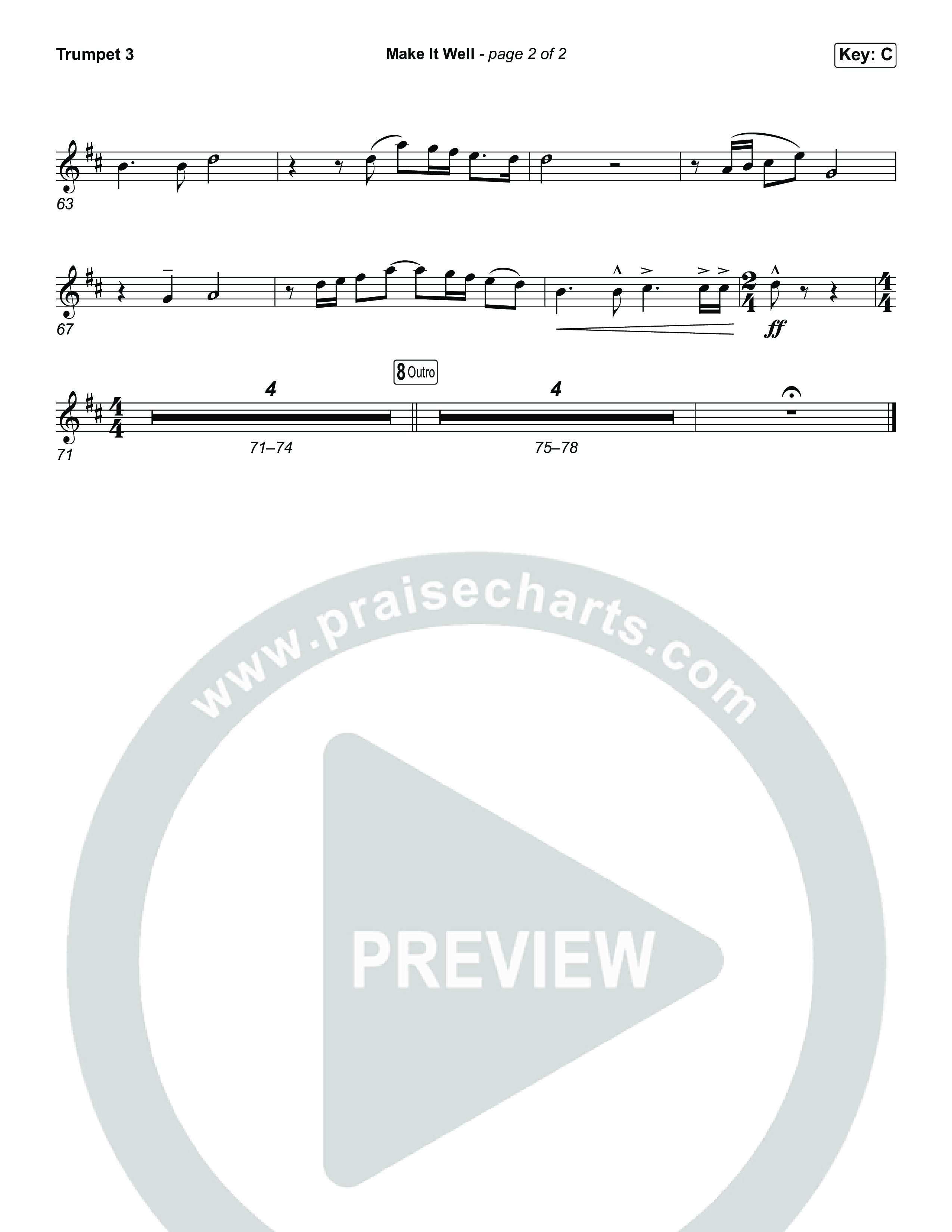 Make It Well (Choral Anthem SATB) Trumpet 3 (MercyMe / Arr. Luke Gambill)