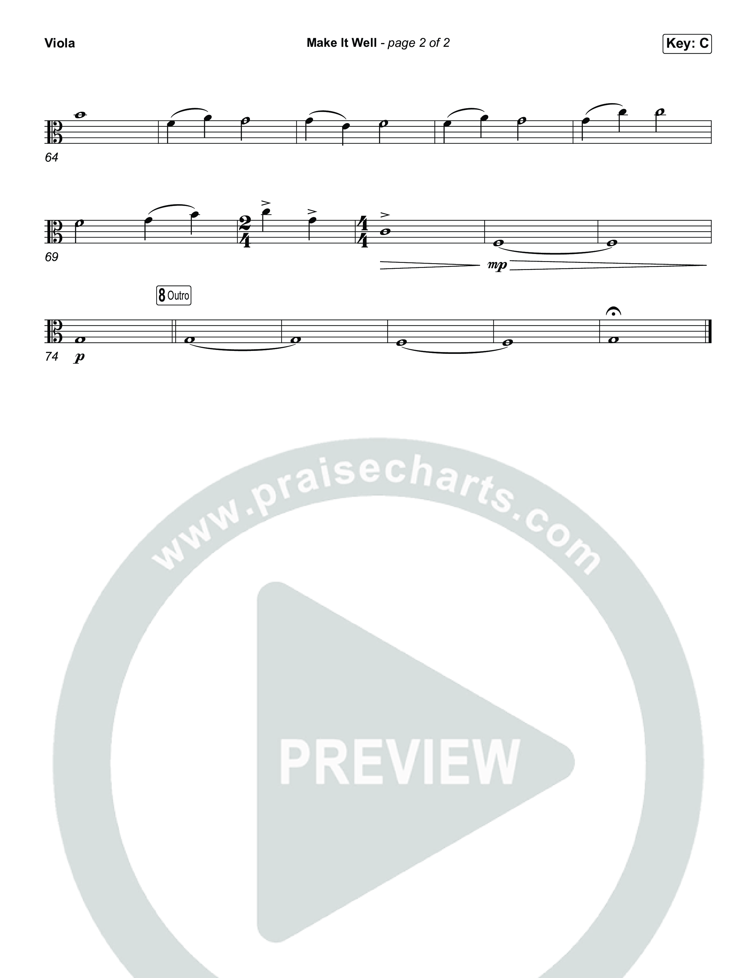 Make It Well (Choral Anthem SATB) Viola (MercyMe / Arr. Luke Gambill)