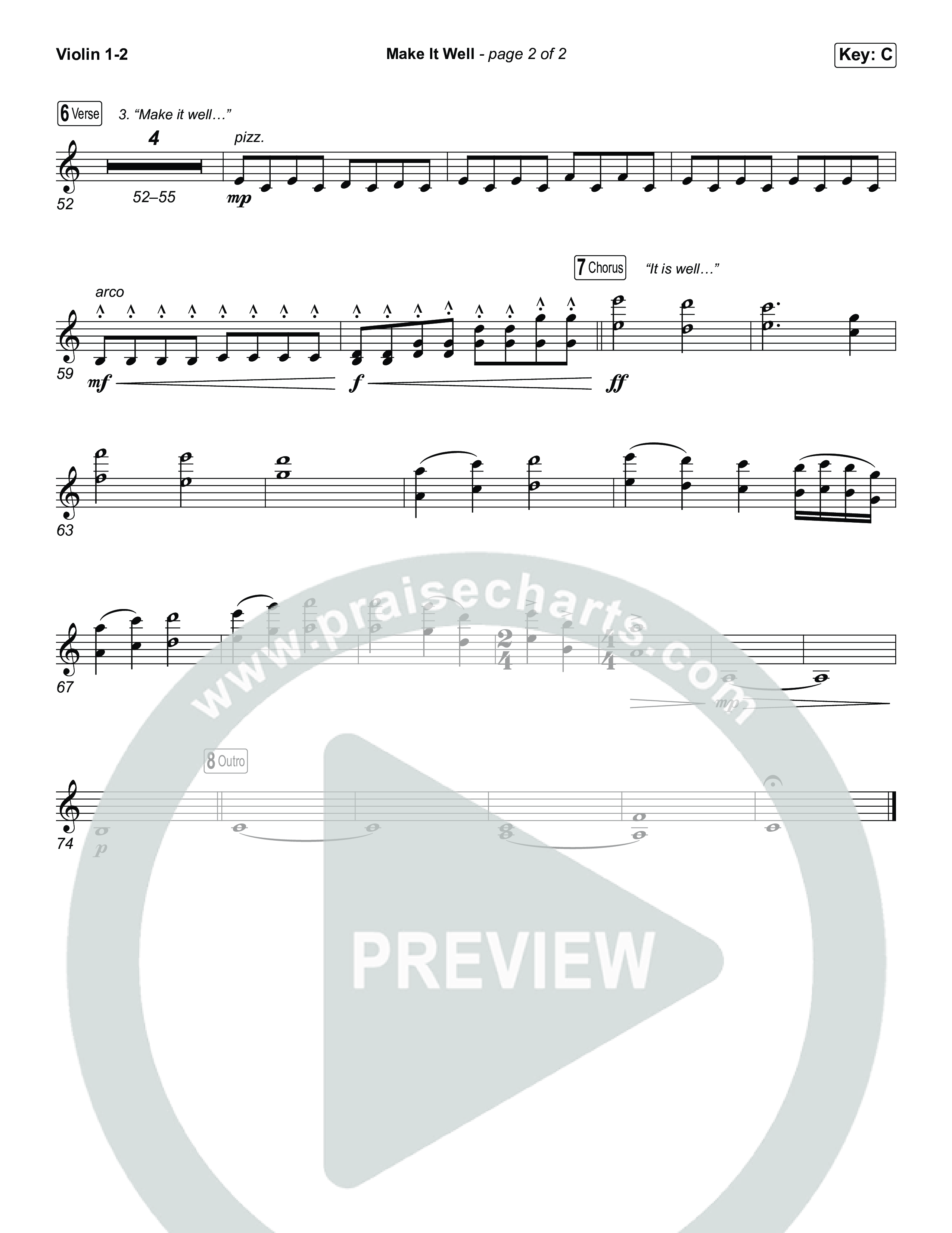 Make It Well (Choral Anthem SATB) String Pack (MercyMe / Arr. Luke Gambill)