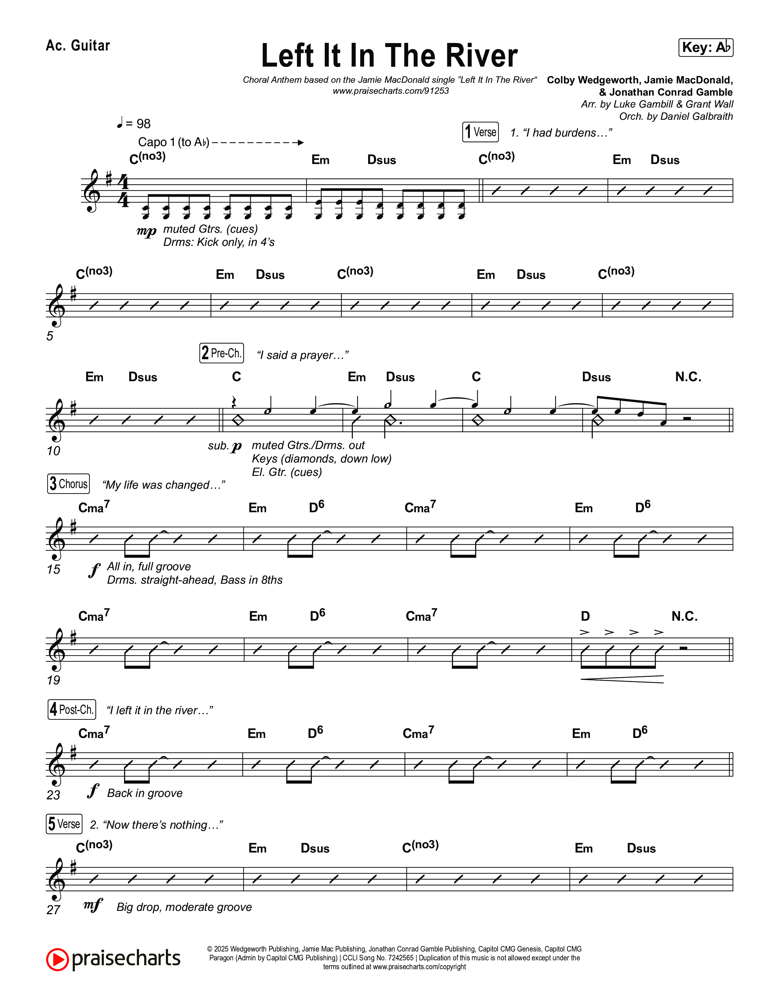Left It In The River (Choral Anthem SATB) Acoustic Guitar (Jamie MacDonald / Arr. Luke Gambill)