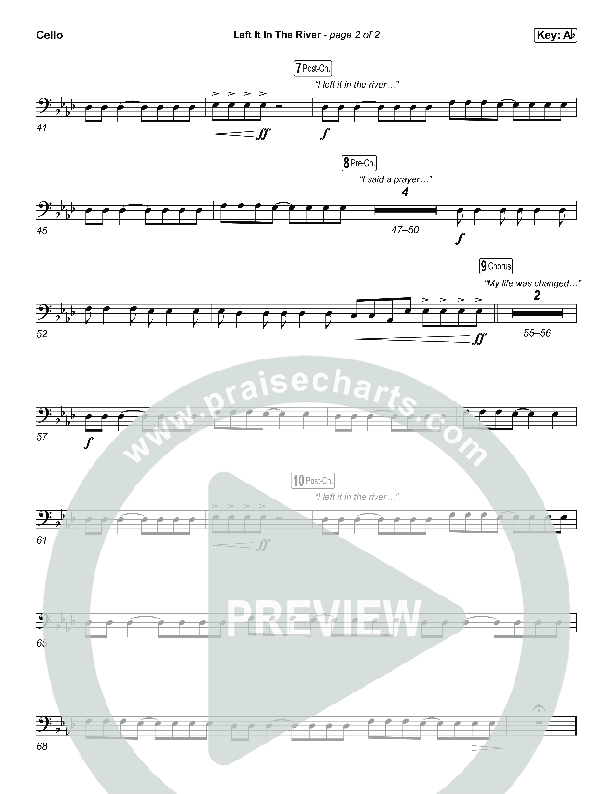 Left It In The River (Choral Anthem SATB) Cello (Jamie MacDonald / Arr. Luke Gambill)