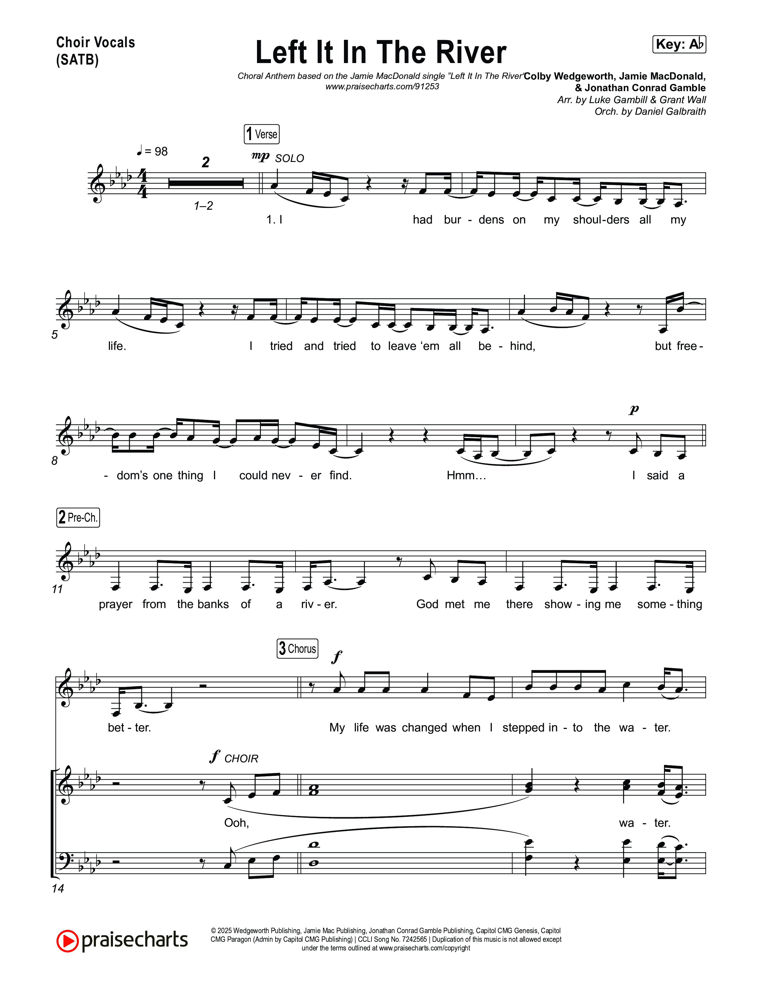 Left It In The River (Choral Anthem SATB) Choir Sheet (SATB) (Jamie MacDonald / Arr. Luke Gambill)
