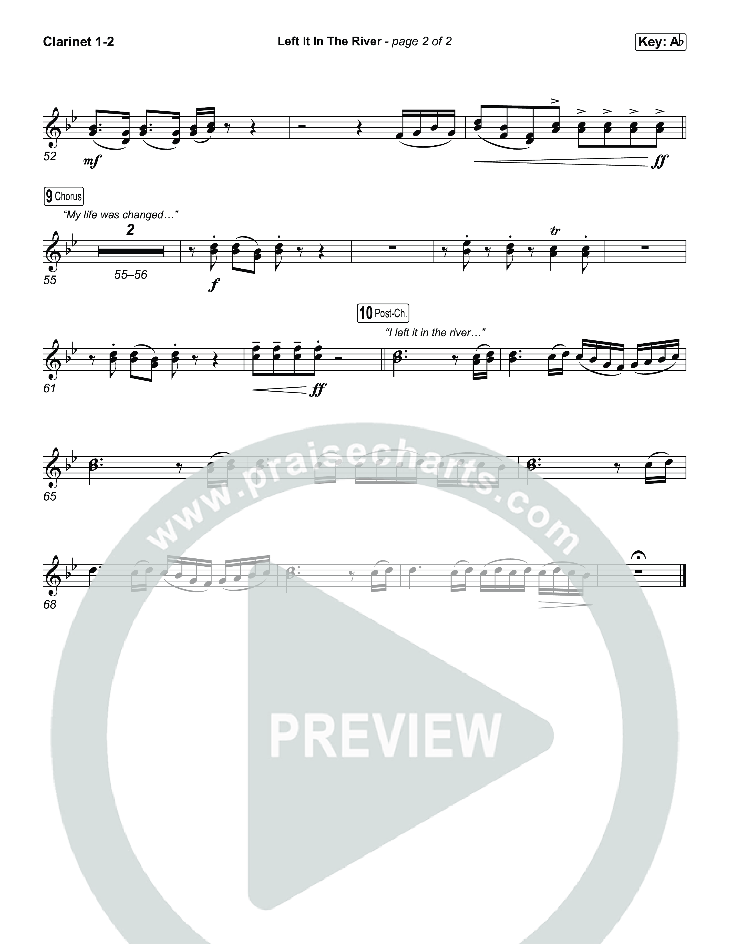 Left It In The River (Choral Anthem SATB) Clarinet 1/2 (Jamie MacDonald / Arr. Luke Gambill)