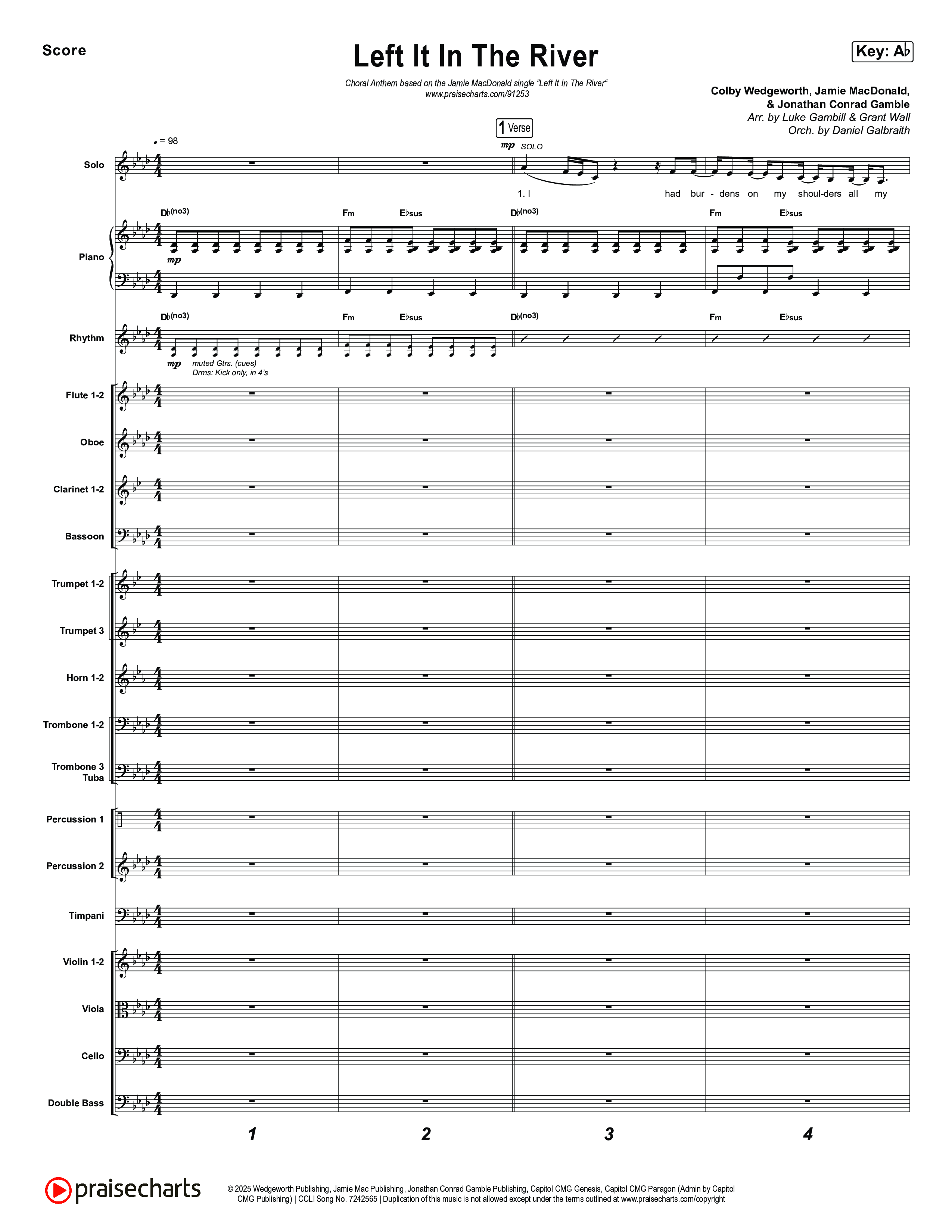 Left It In The River (Choral Anthem SATB) Conductor's Score (Jamie MacDonald / Arr. Luke Gambill)
