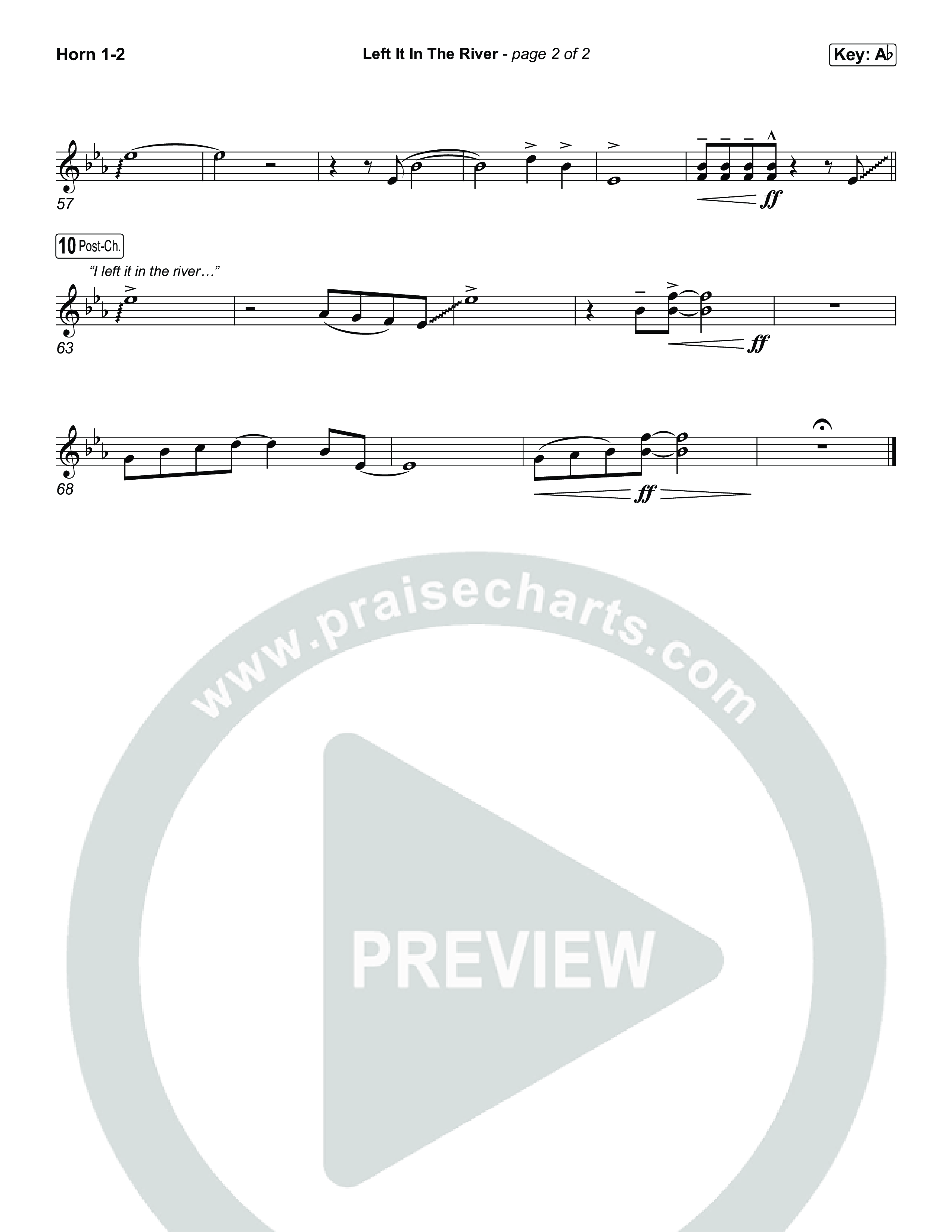 Left It In The River (Choral Anthem SATB) French Horn 1,2 (Jamie MacDonald / Arr. Luke Gambill)