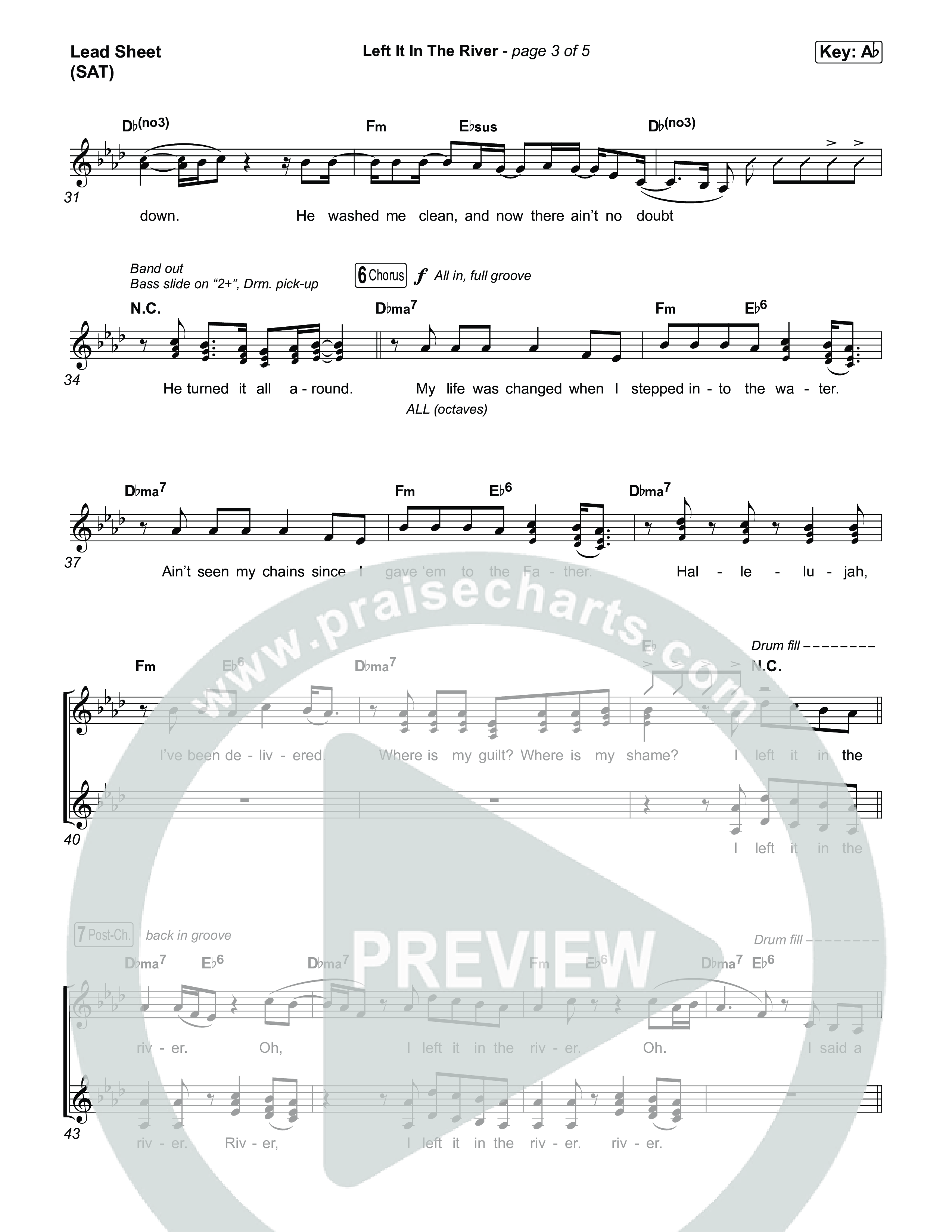 Left It In The River (Choral Anthem SATB) Lead Sheet (SAT) (Jamie MacDonald / Arr. Luke Gambill)