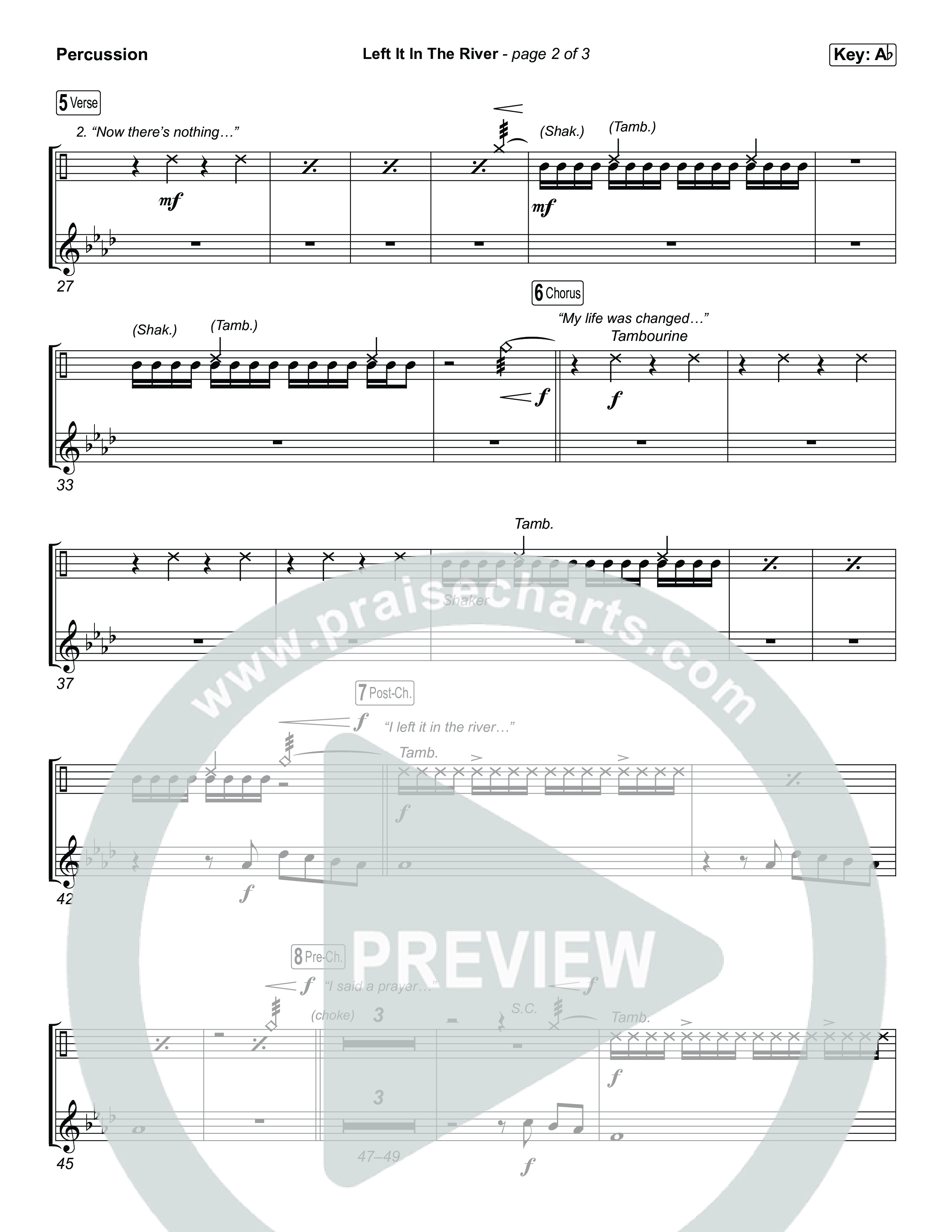 Left It In The River (Choral Anthem SATB) Percussion (Jamie MacDonald / Arr. Luke Gambill)
