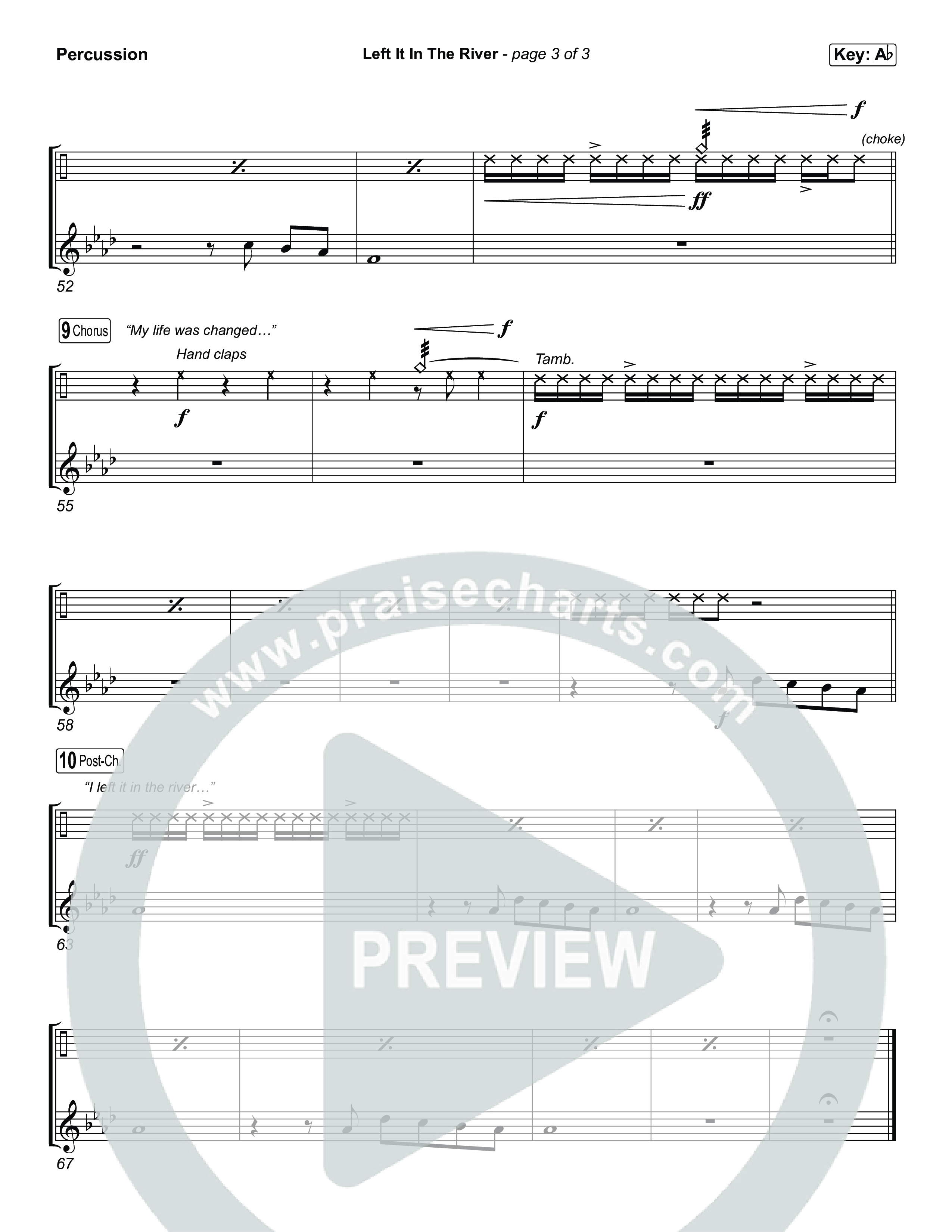 Left It In The River (Choral Anthem SATB) Percussion (Jamie MacDonald / Arr. Luke Gambill)