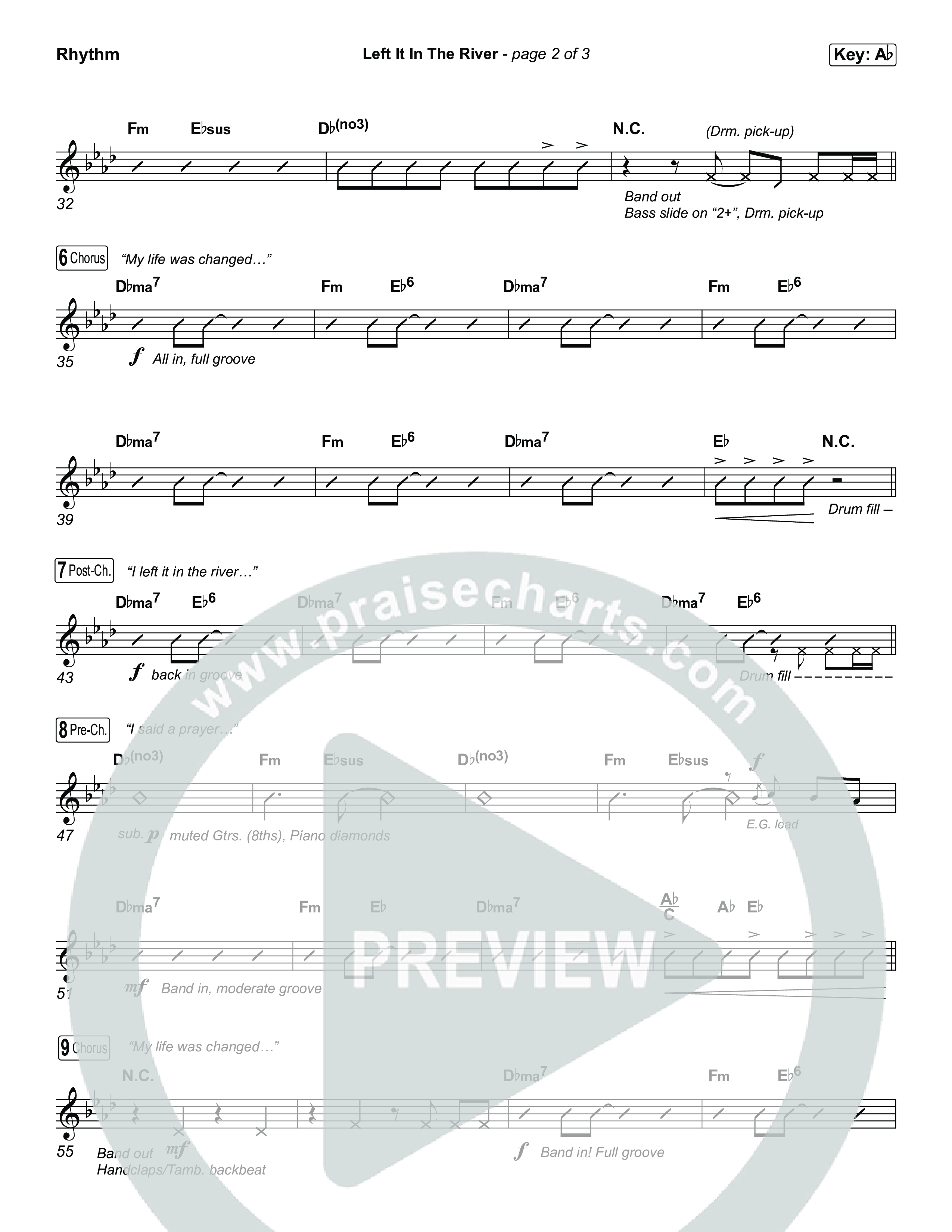 Left It In The River (Choral Anthem SATB) Rhythm Chart (Jamie MacDonald / Arr. Luke Gambill)