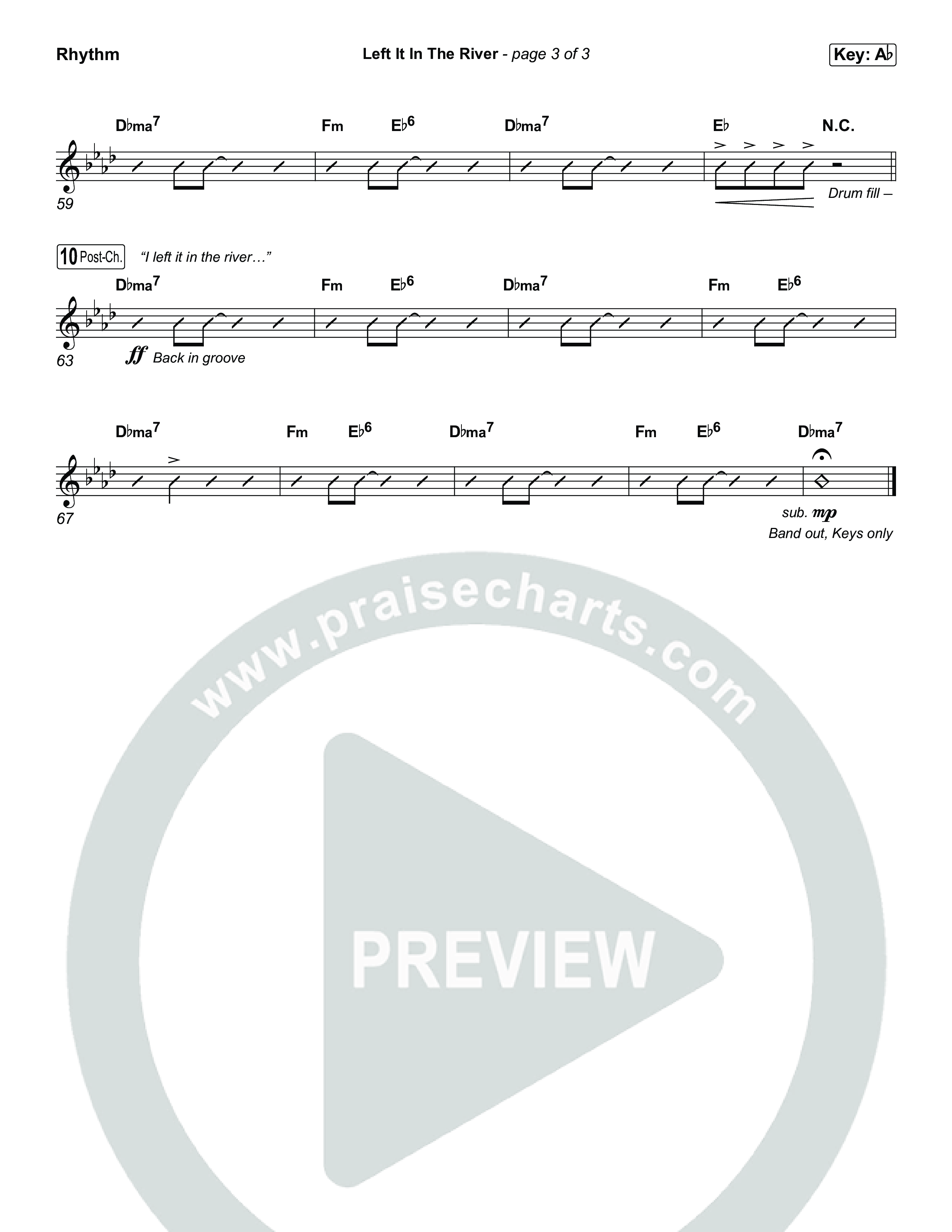 Left It In The River (Choral Anthem SATB) Rhythm Chart (Jamie MacDonald / Arr. Luke Gambill)