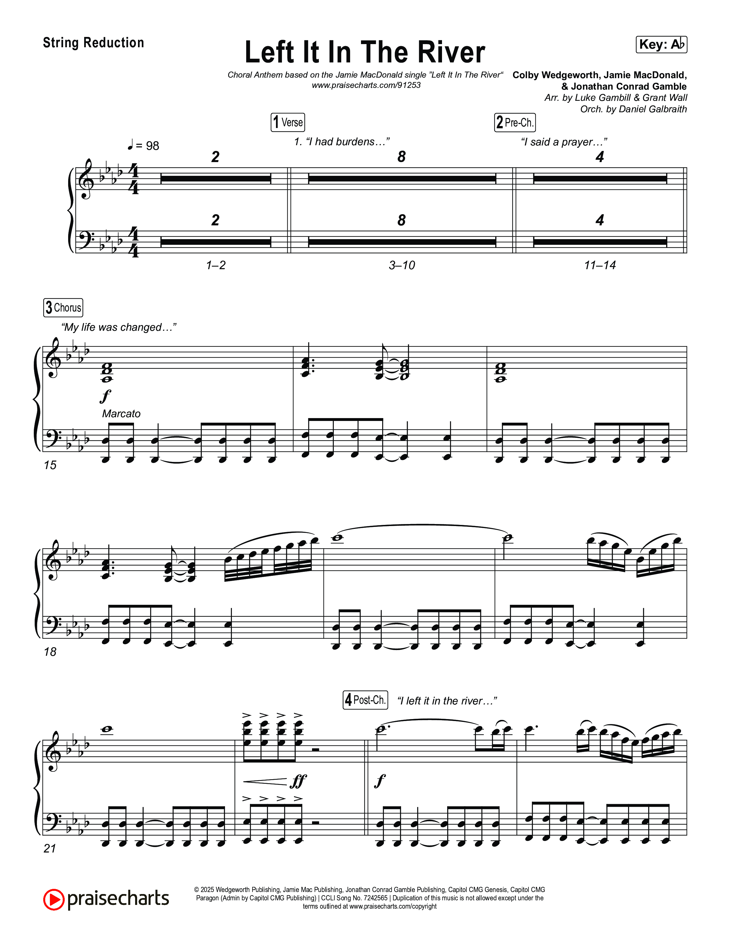 Left It In The River (Choral Anthem SATB) String Reduction (Jamie MacDonald / Arr. Luke Gambill)
