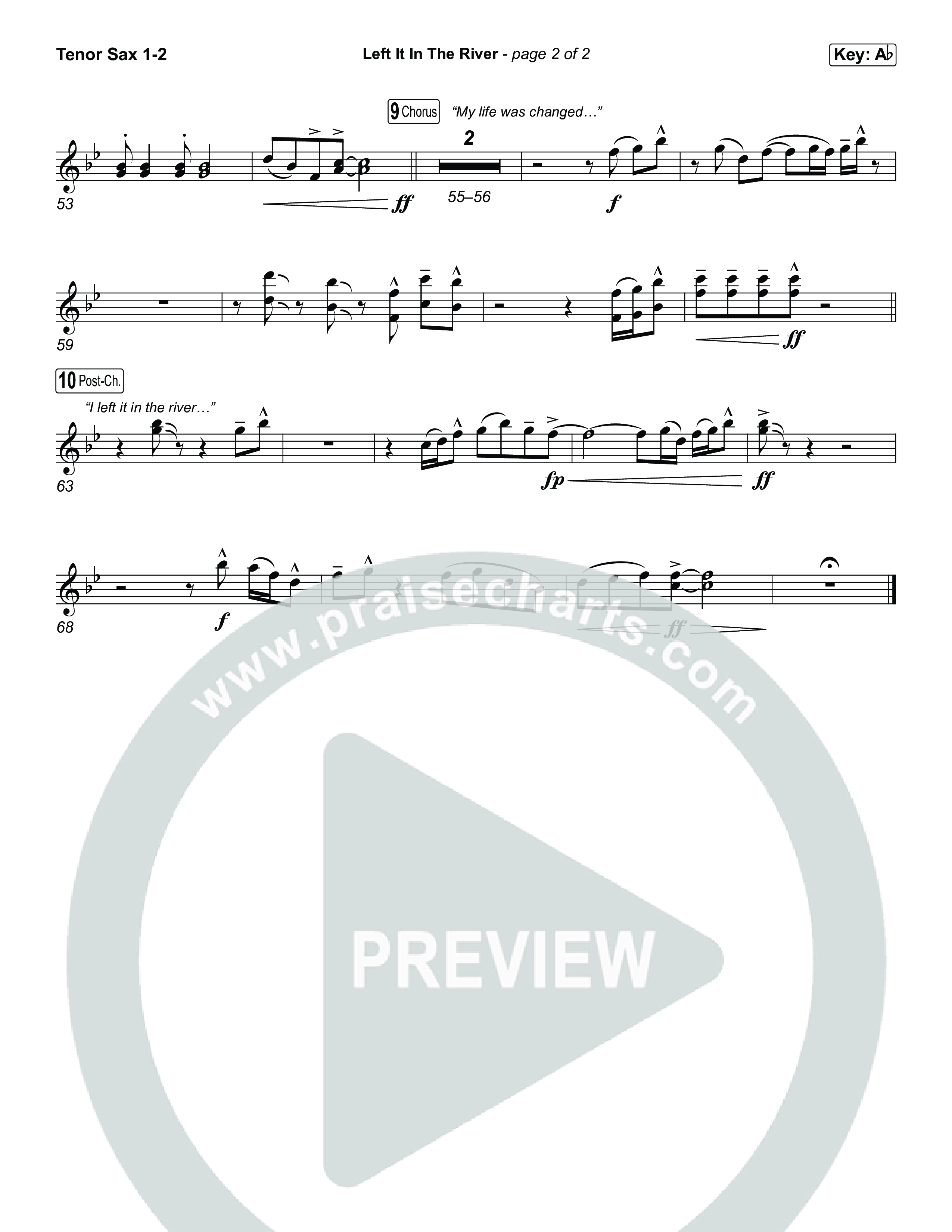 Left It In The River (Choral Anthem SATB) Tenor Sax 1,2 (Jamie MacDonald / Arr. Luke Gambill)