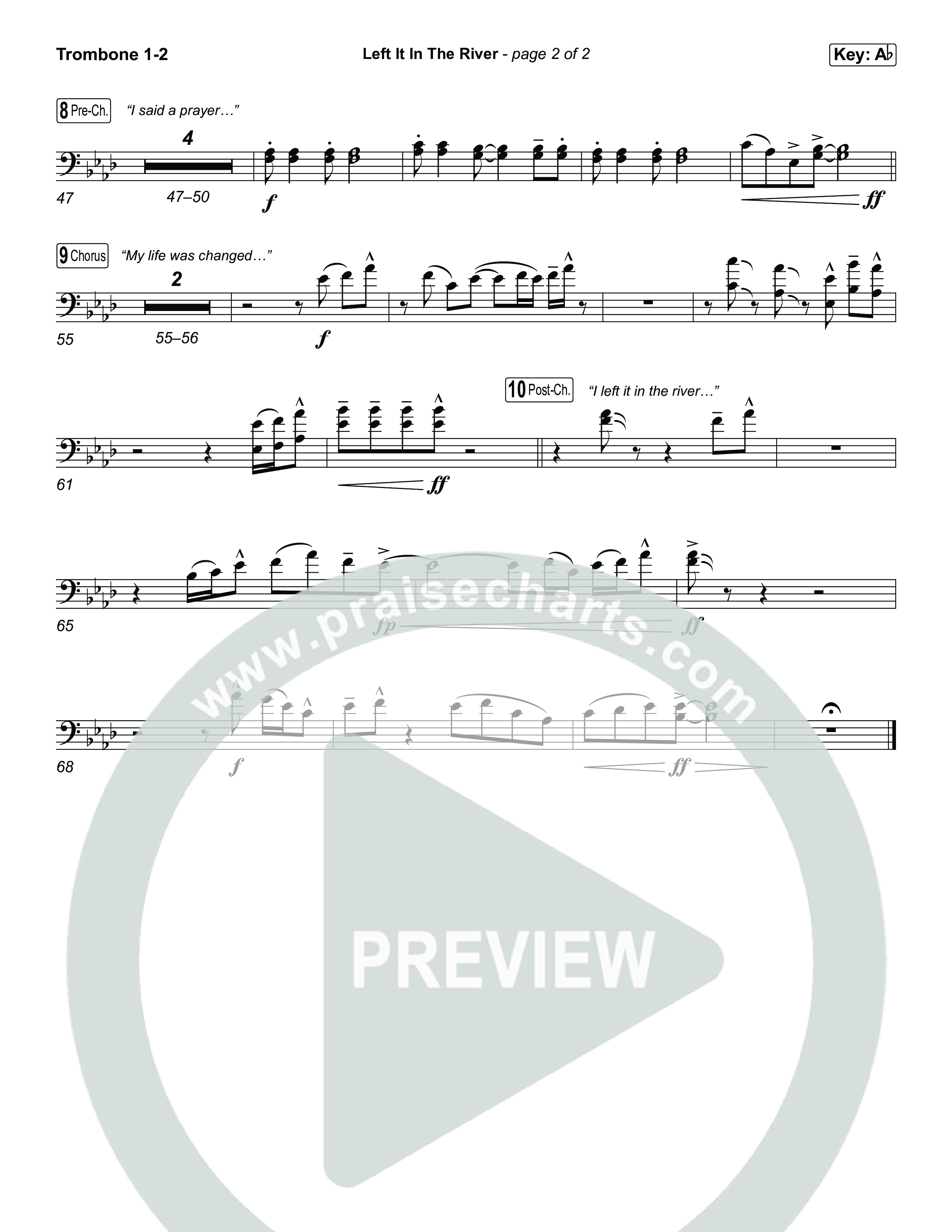 Left It In The River (Choral Anthem SATB) Trombone 1/2 (Jamie MacDonald / Arr. Luke Gambill)