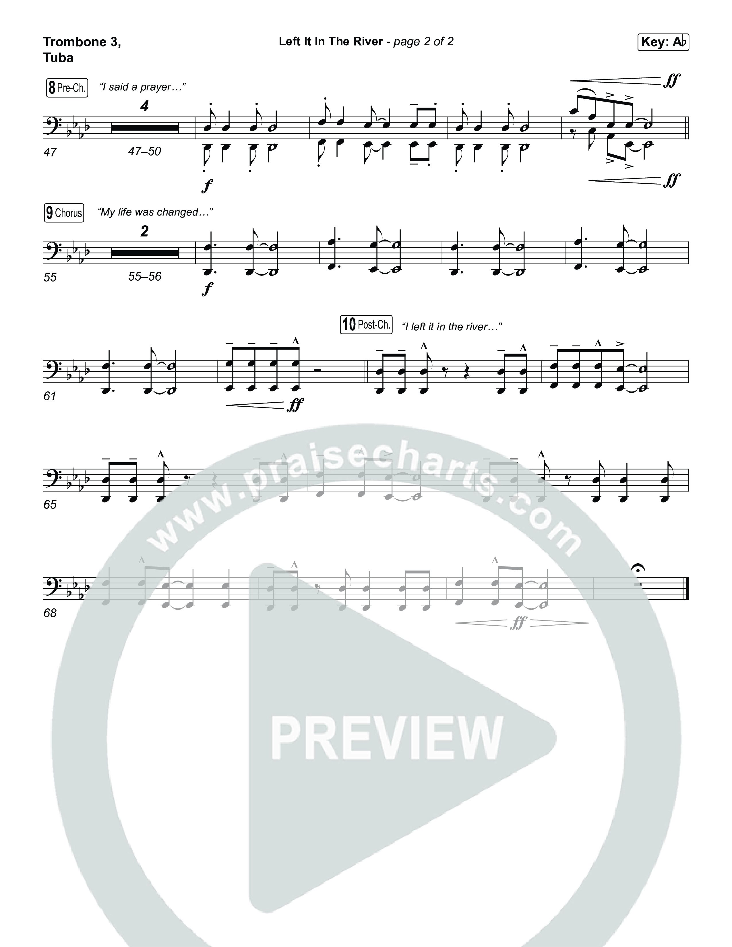 Left It In The River (Choral Anthem SATB) Trombone 3/Tuba (Jamie MacDonald / Arr. Luke Gambill)