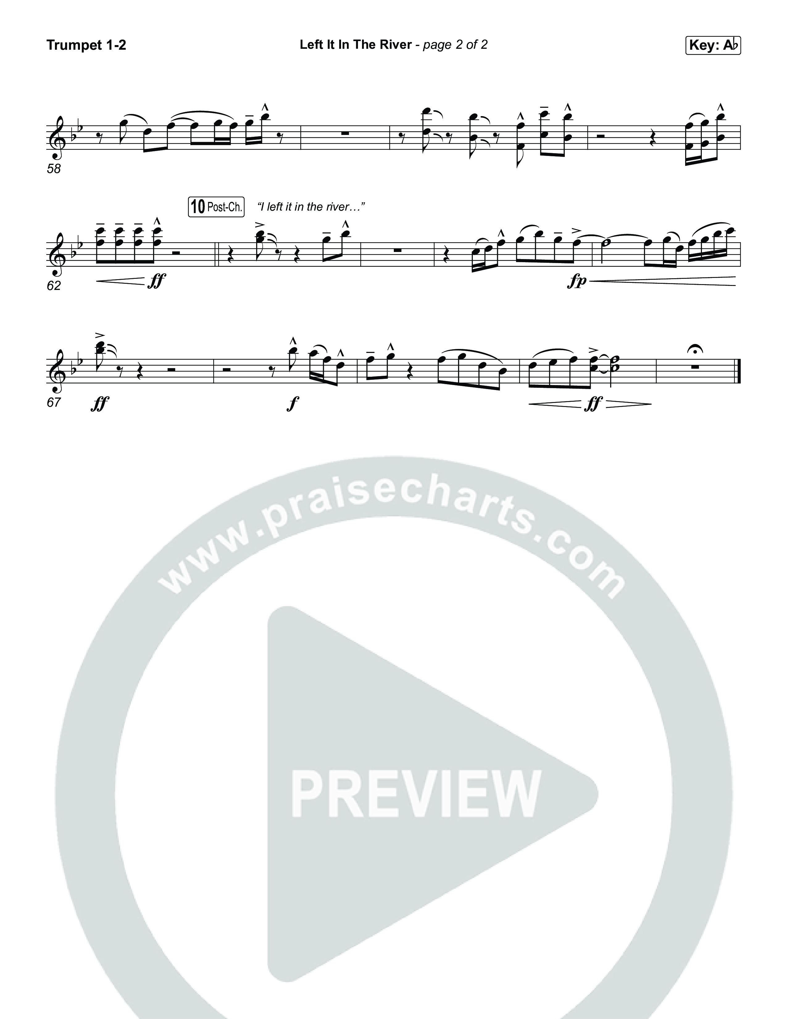 Left It In The River (Choral Anthem SATB) Trumpet 1,2 (Jamie MacDonald / Arr. Luke Gambill)