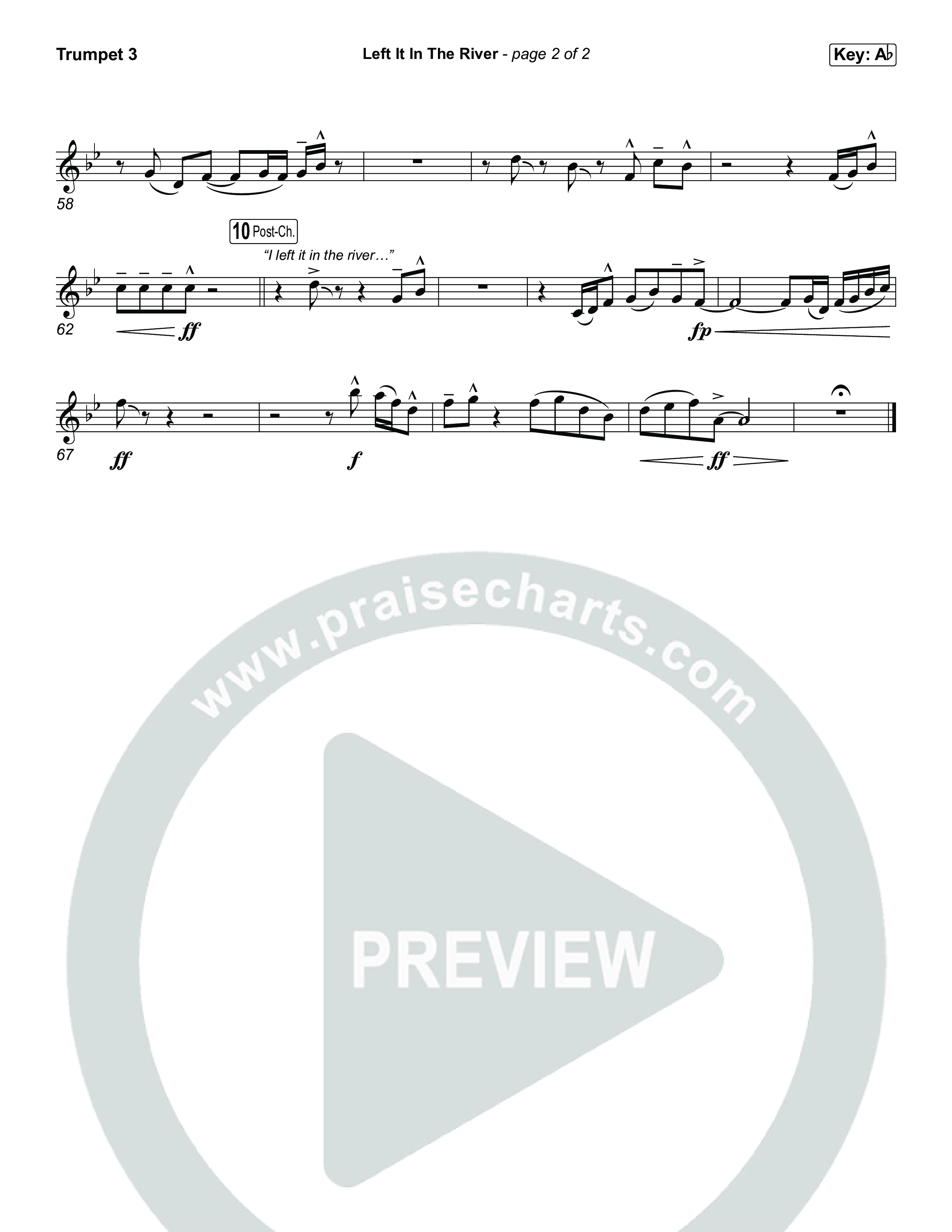 Left It In The River (Choral Anthem SATB) Trumpet 3 (Jamie MacDonald / Arr. Luke Gambill)