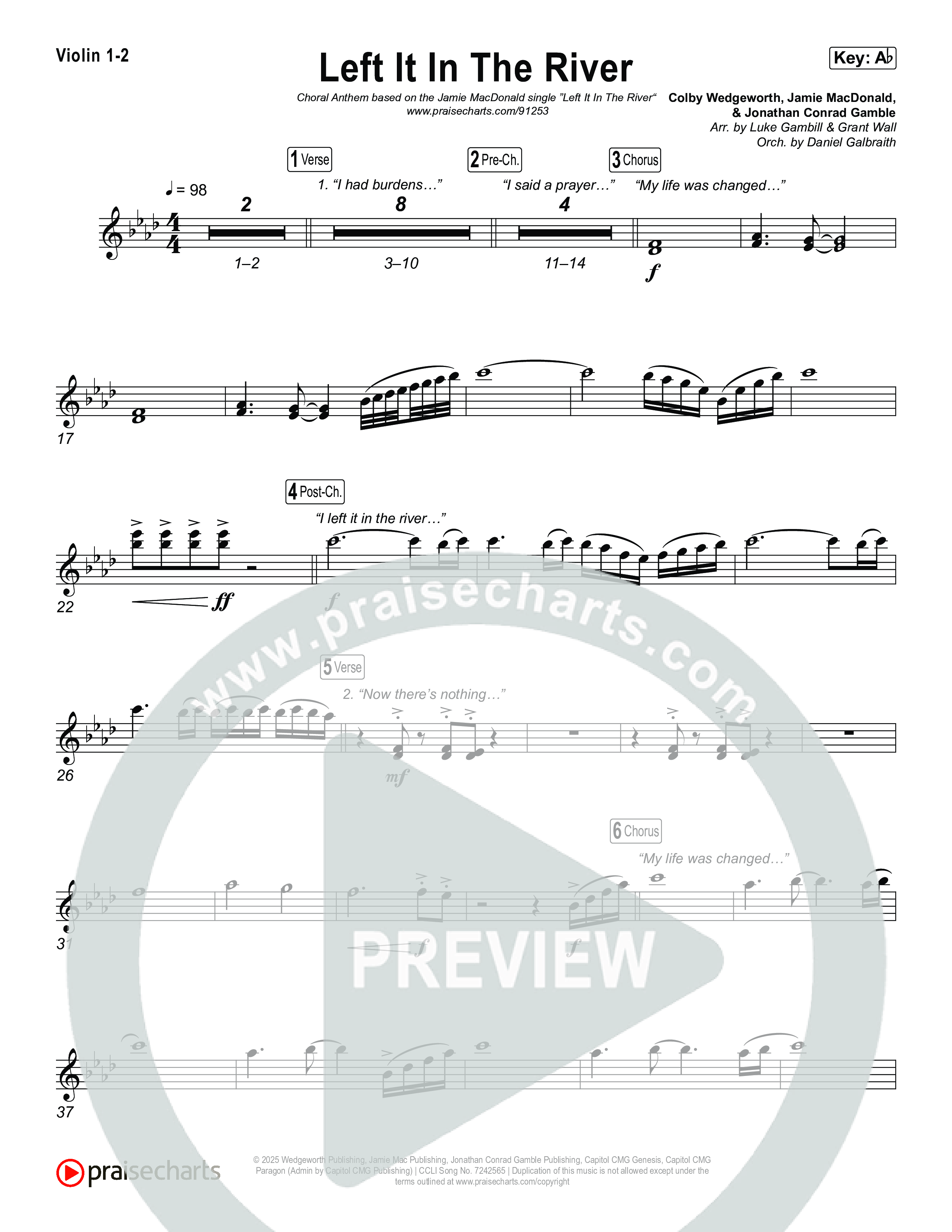 Left It In The River (Choral Anthem SATB) String Pack (Jamie MacDonald / Arr. Luke Gambill)
