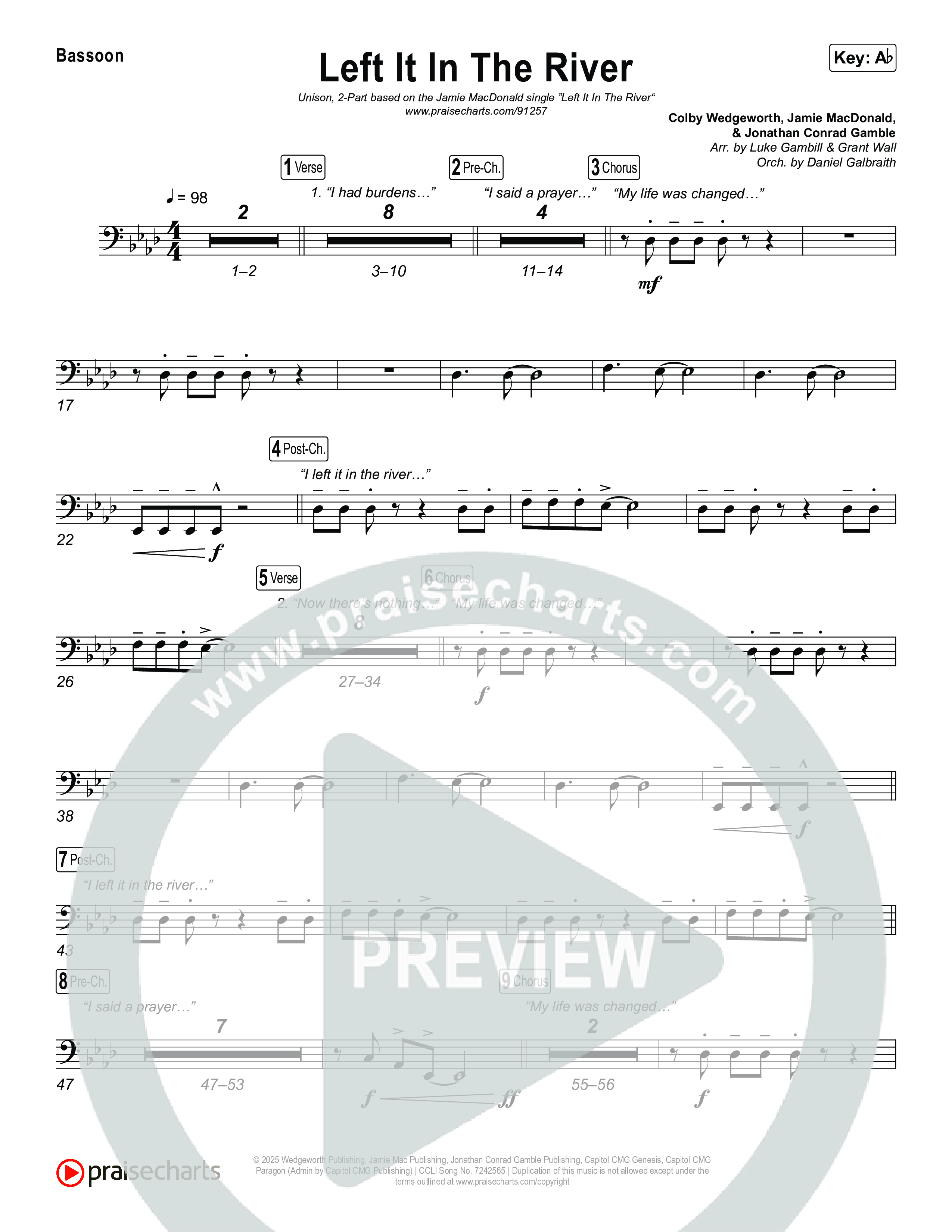 Left It In The River (Unison/2-Part) Bassoon (Jamie MacDonald / Arr. Luke Gambill)