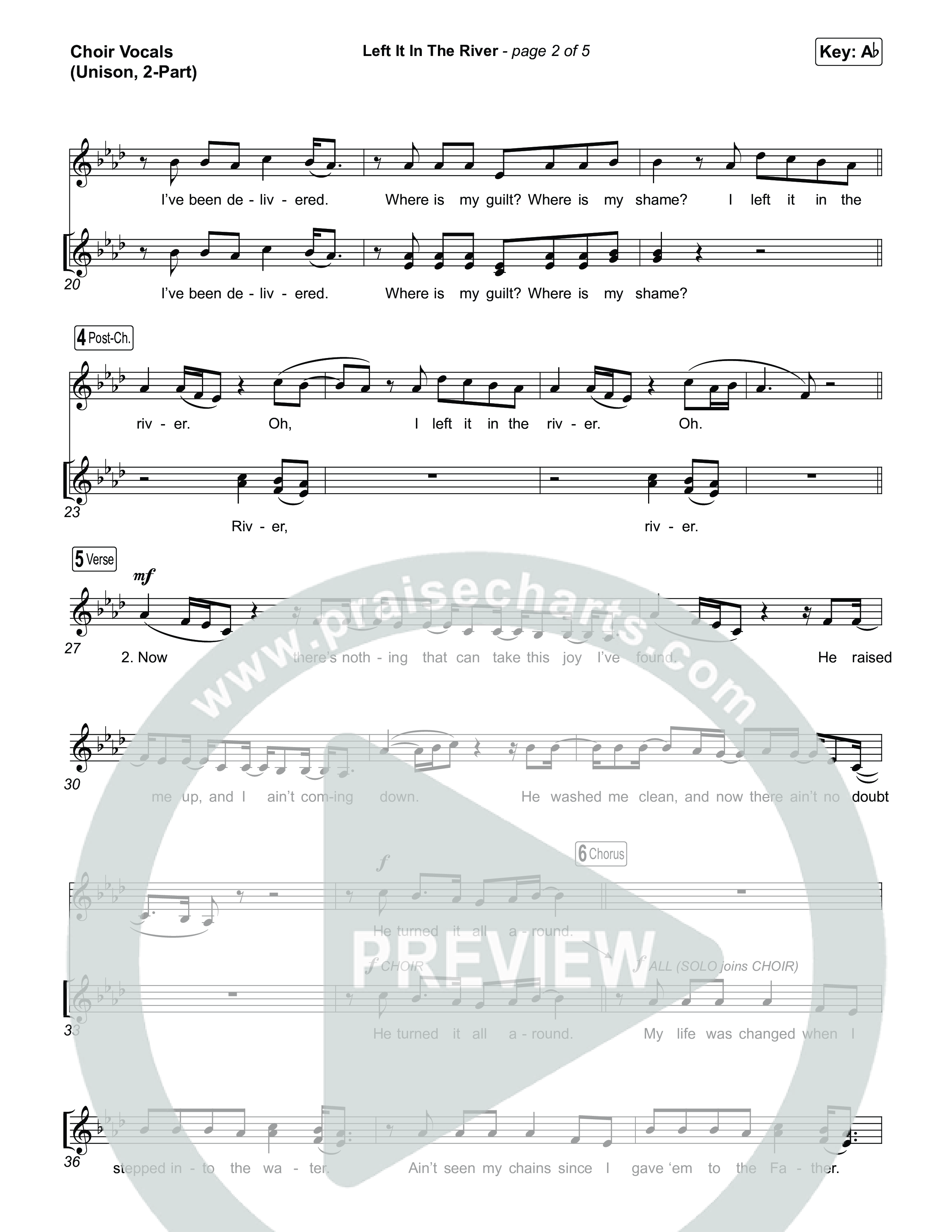 Left It In The River (Unison/2-Part) Choir Vocals (Uni/2-Part) (Jamie MacDonald / Arr. Luke Gambill)